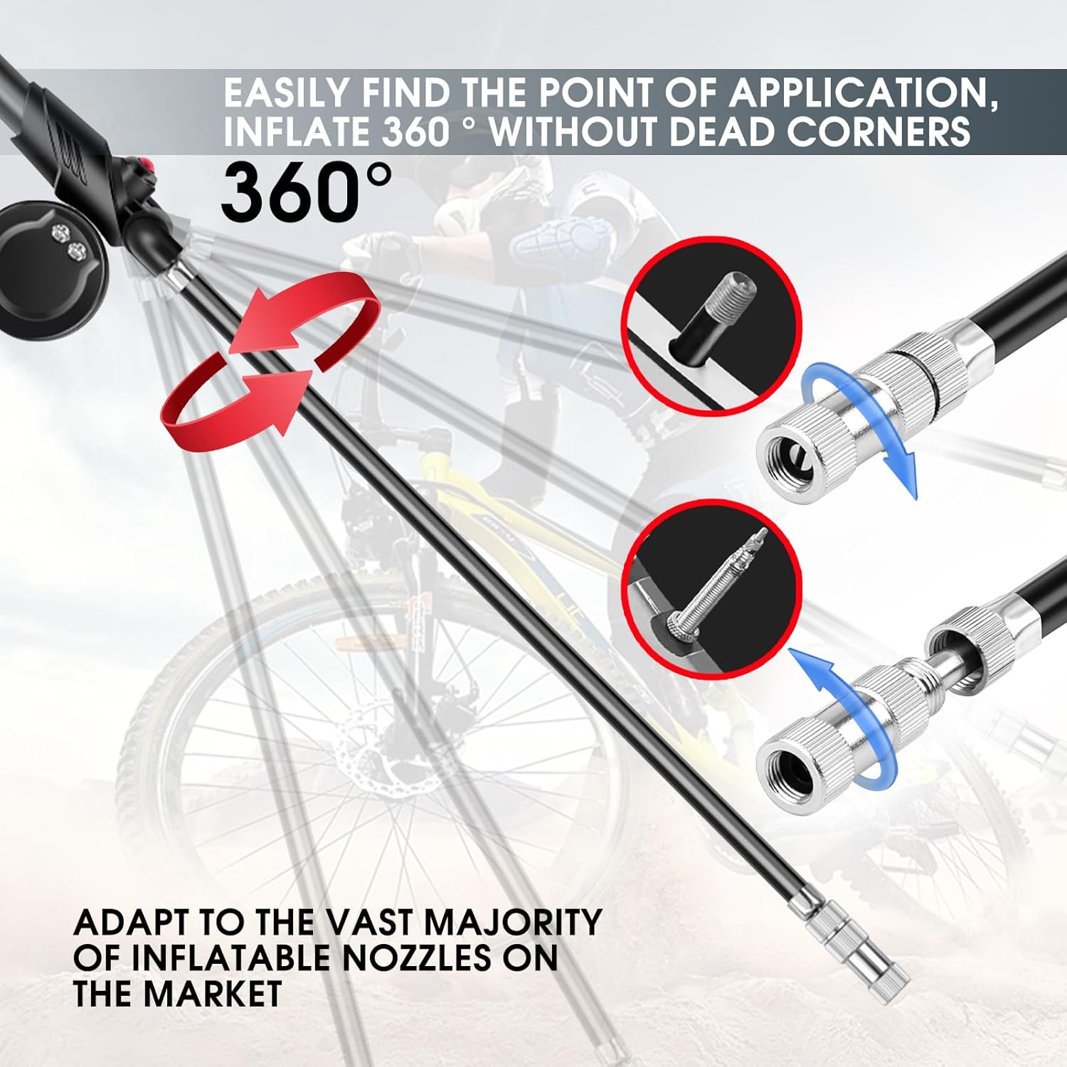 Powerful Bike Shock Pump, High Pressure 300 PSI Digital Dual Suspension Bicycle Air Pump with Air Bleed Button for Front Fork & Rear Shock image number 1