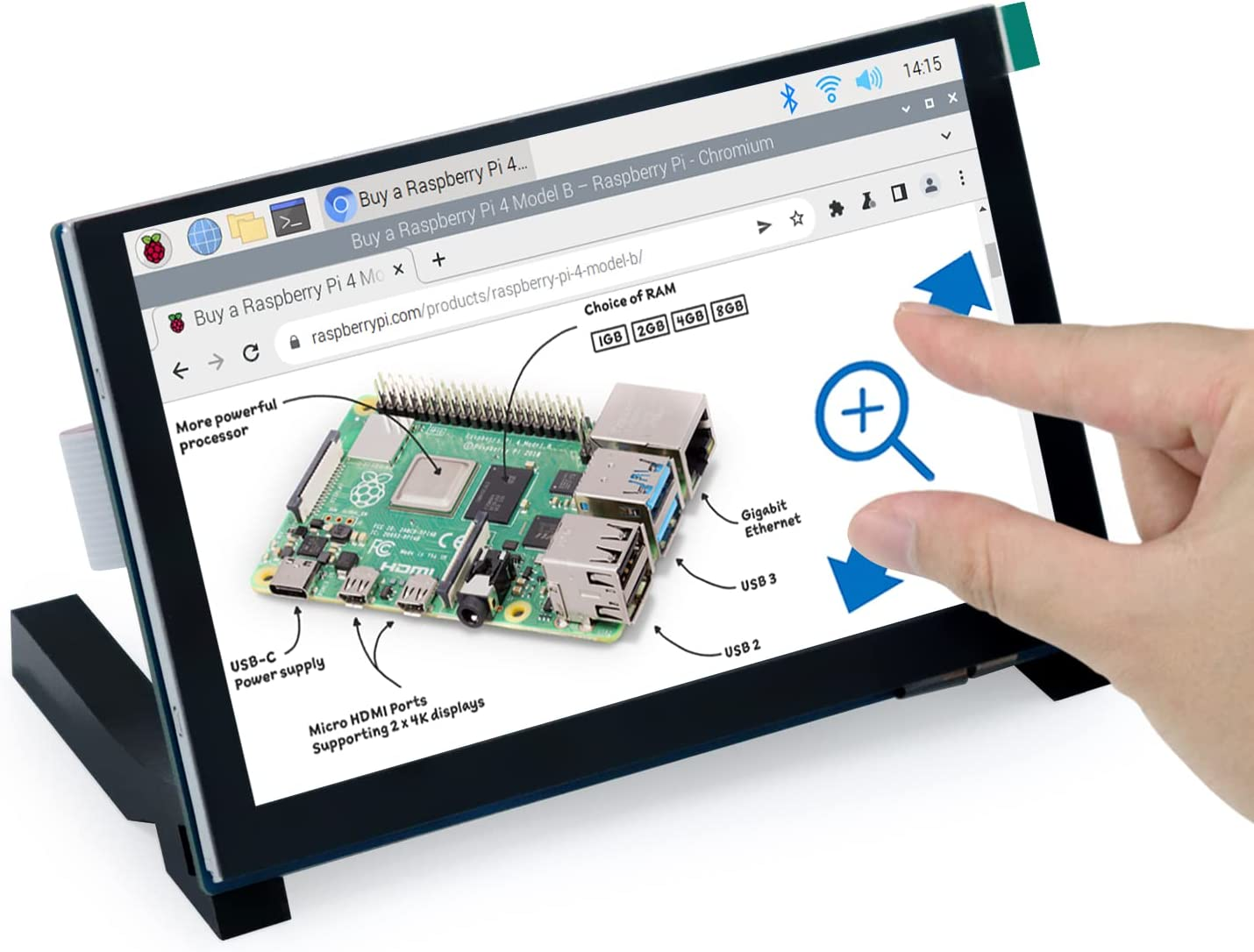 Freenove 7 Inch Touchscreen Monitor for Raspberry Pi 5 4 B 3 B+ A+, 800X480 Pixel IPS Display, 5-Point Touch Capacitive Screen, Driver-Free MIPI DSI Port