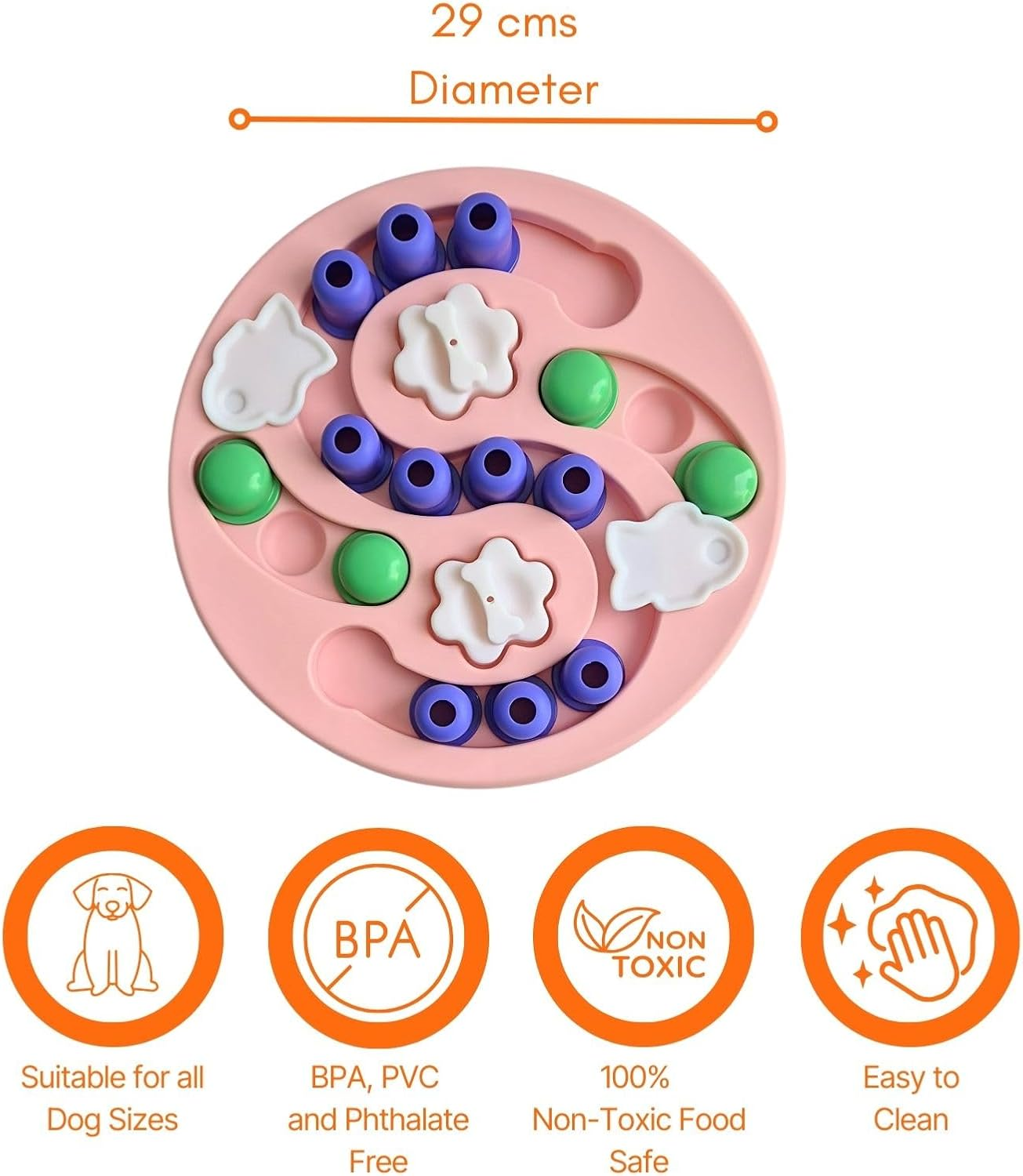 Dog Puzzle Feeder, Interactive Dog Game, Dog Enrichment for Small, Medium & Large Dogs, Treat Training Toy (Pink) image number 3