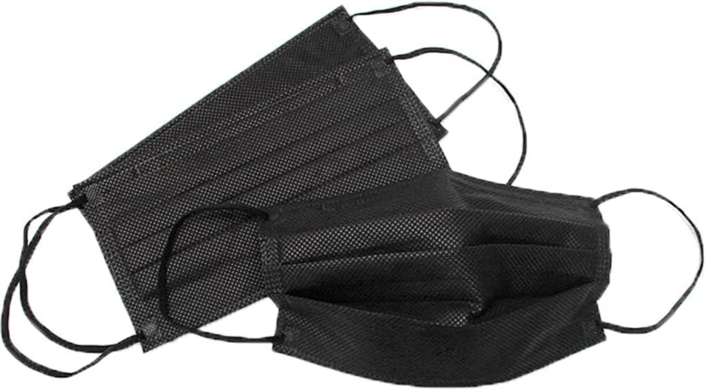 Disposable Black Face Masks for Children, 3-Ply Protection, Elastic Earloops, 100 Pack image number 3