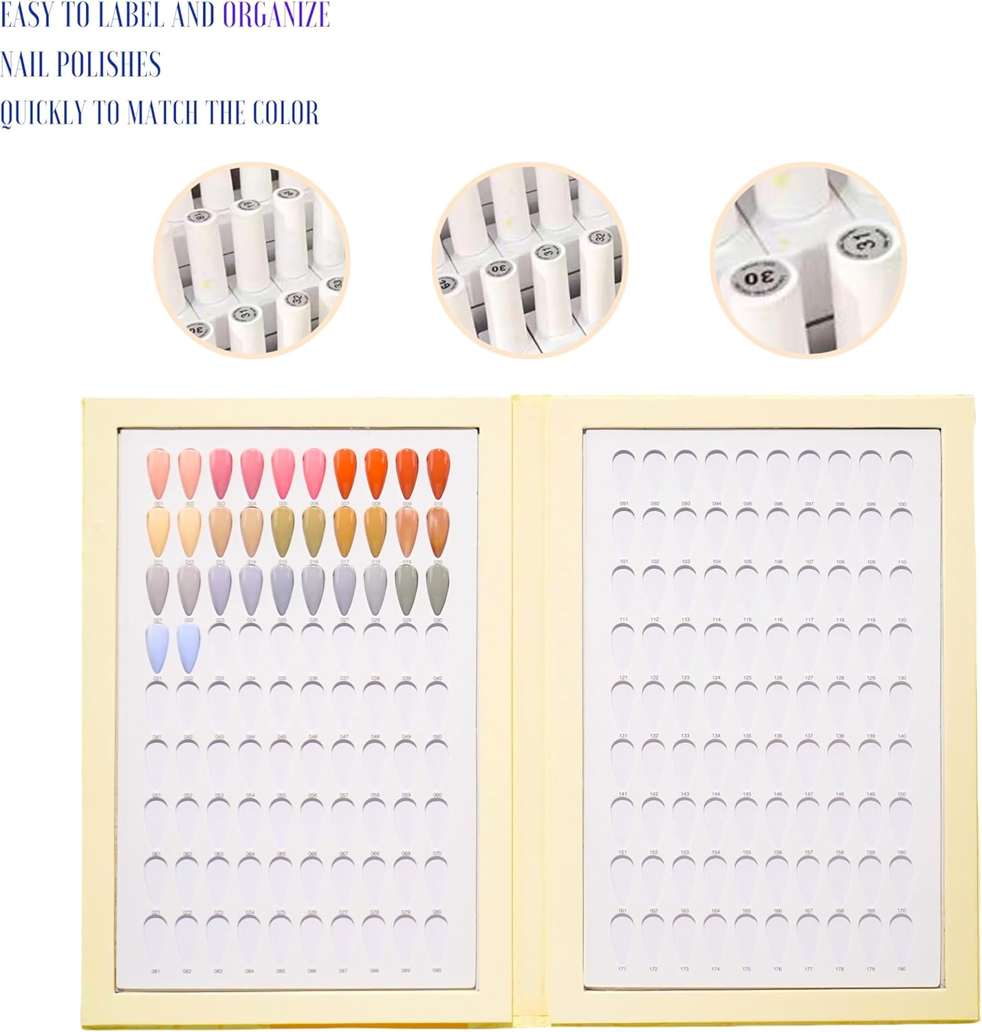 Acycoin2A 180 Nail Color Display Book Chart with 240 Nail Tips (B Style) image number 1