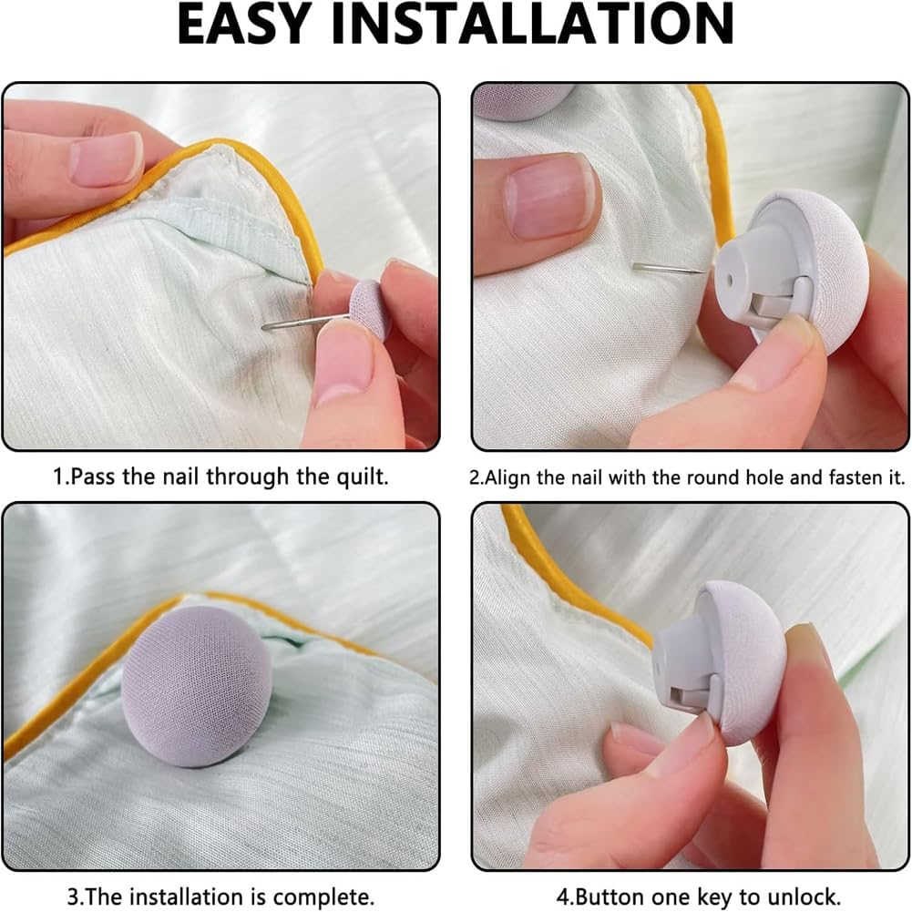 Suithink Mushroom Duvet Pins，20 Pcs Non-Slip Cover Holding Clips，Reusable Quilt Holder for Fixing Bed Sheet Curtain Socks Mattress Covers (White)