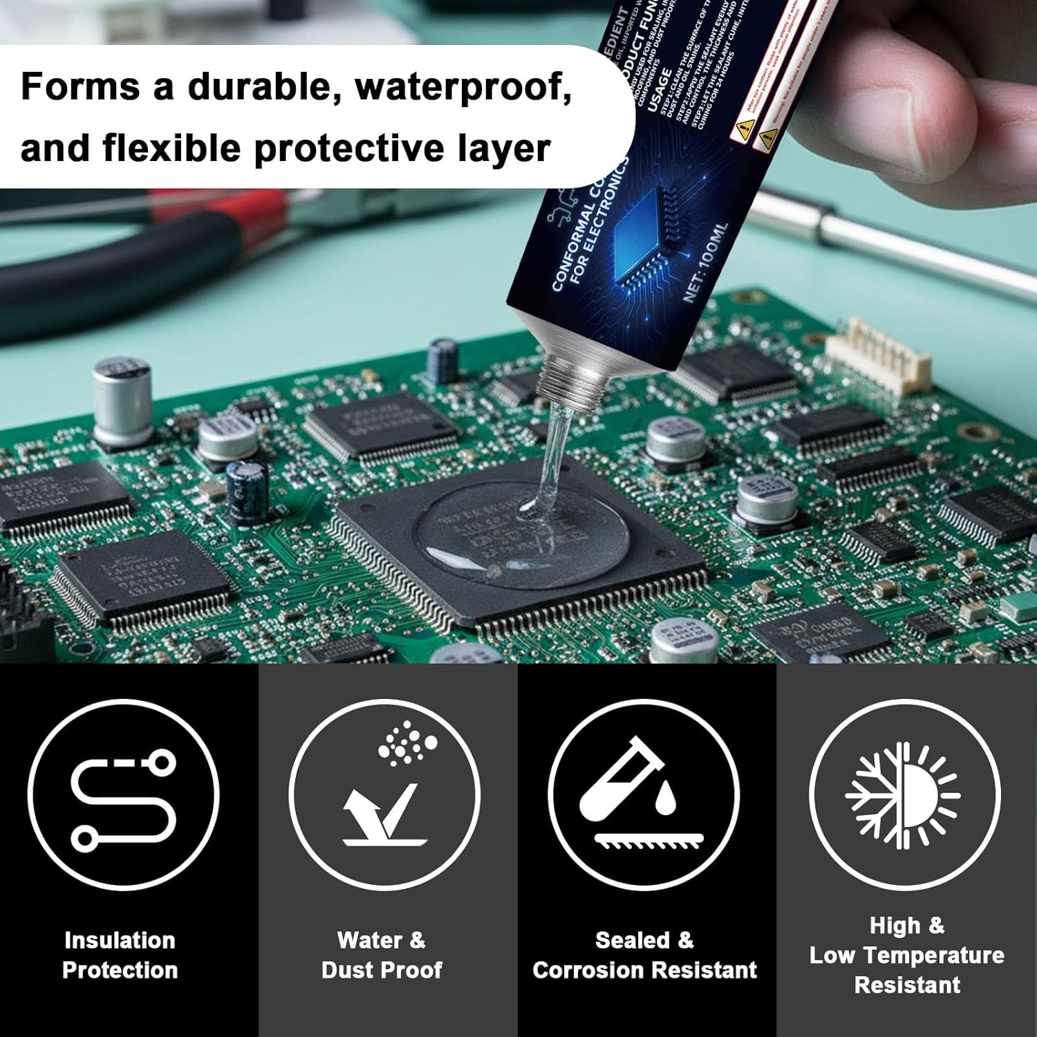 100Ml Conformal Coating for Electronics, Potting Compound for Circuitry Provides Sealing, Insulation, Waterproof and Dustproofing Functions to Ensure the Stable Operation of Electronic Components image number 6