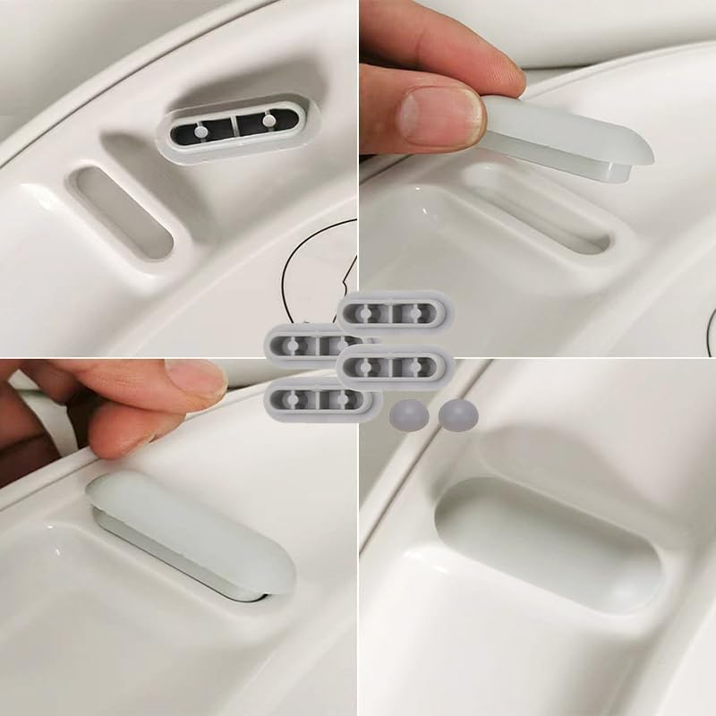 Universal Toilet Seat Bumpers Set - Anti-Noise Cushions and Buffers for Toilet Lid - 20Pcs White Pads - Black image number 5