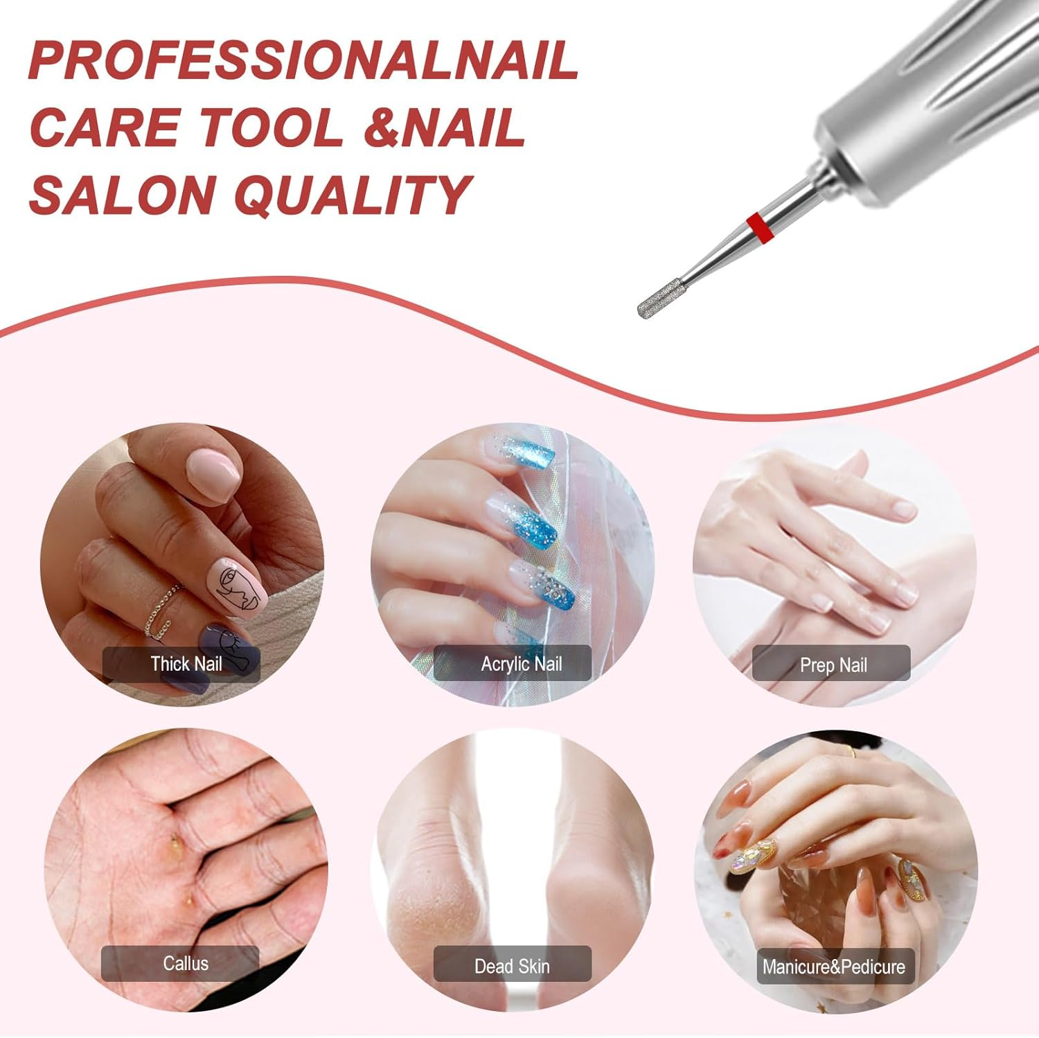 ZIRATONES Cuticle Nail Drill Bit, Pro Diamond Cuticle Bits for Nails Nail Buffer Bit Nail Trimer, under Nail Cleaner Cuticle Remover Nail Prepare for Nail Salon Manicure(Mini round Top Barrel-Fine) image number 1