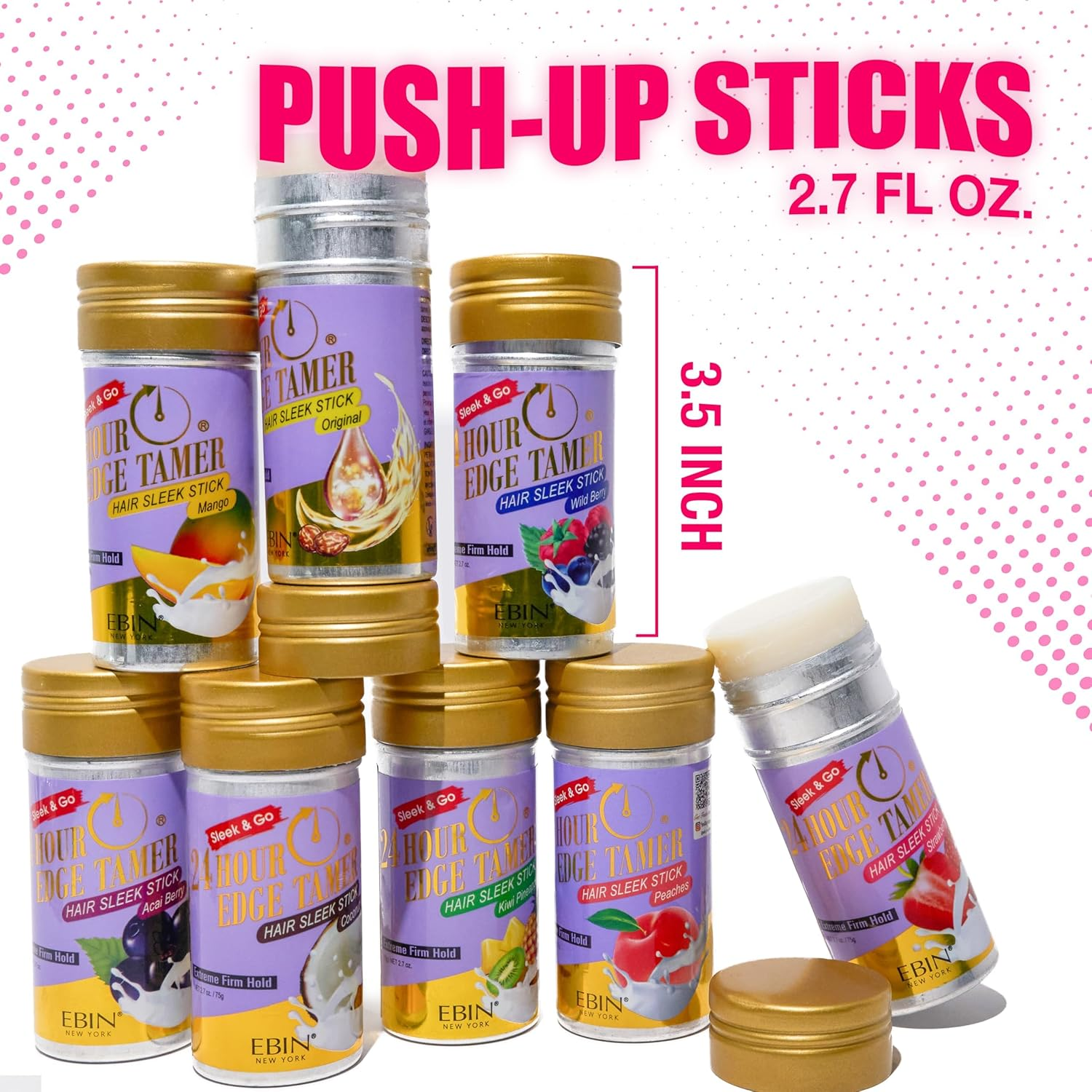 EBIN NEW YORK 24 Hour Edge Tamer Hair Sleek Stick, Extreme Firm Hold, 2.7 Oz, Original &ndash; Sleek & Go, No Flaking and White Residue image number 5