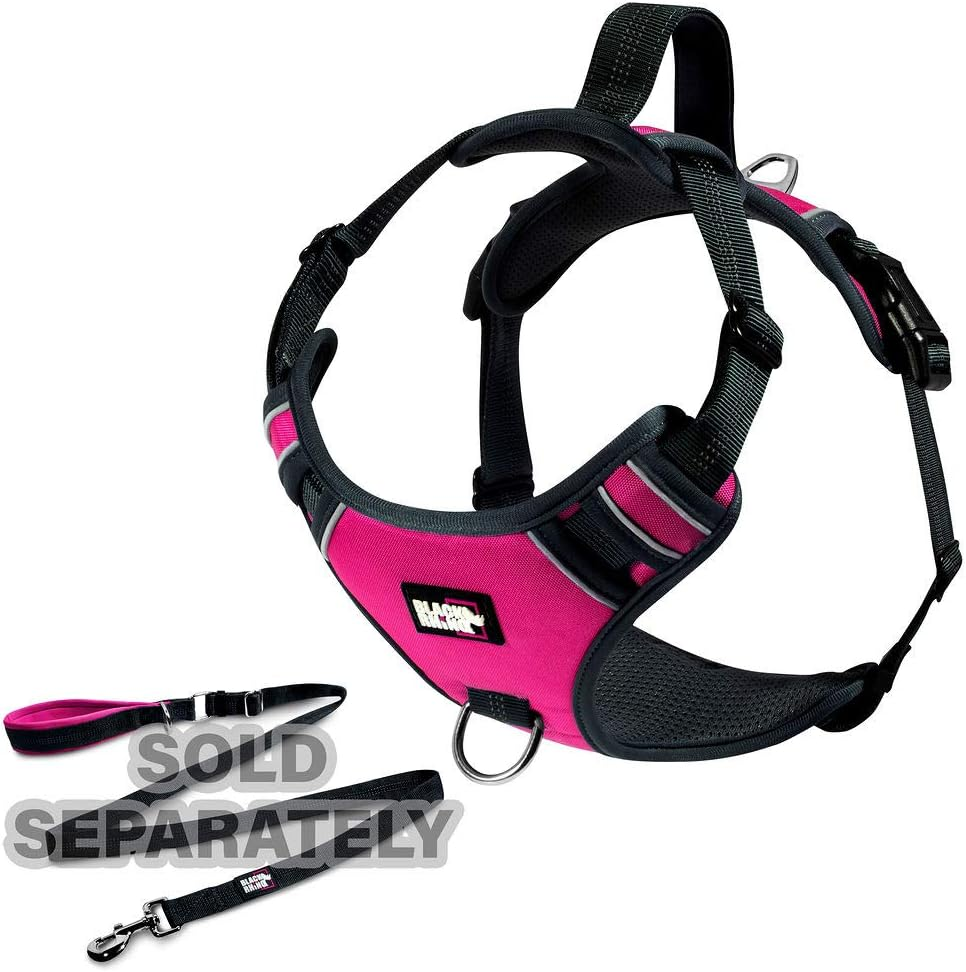 Black Rhino - the Comfort Dog Harness with Mesh Padded Vest for Small - Large Breeds | Adjustable | Reflective | 2 Leash Attachments on Chest & Back - Neoprene Padded Training Handle (Medium, Pink/Bl) image number 3