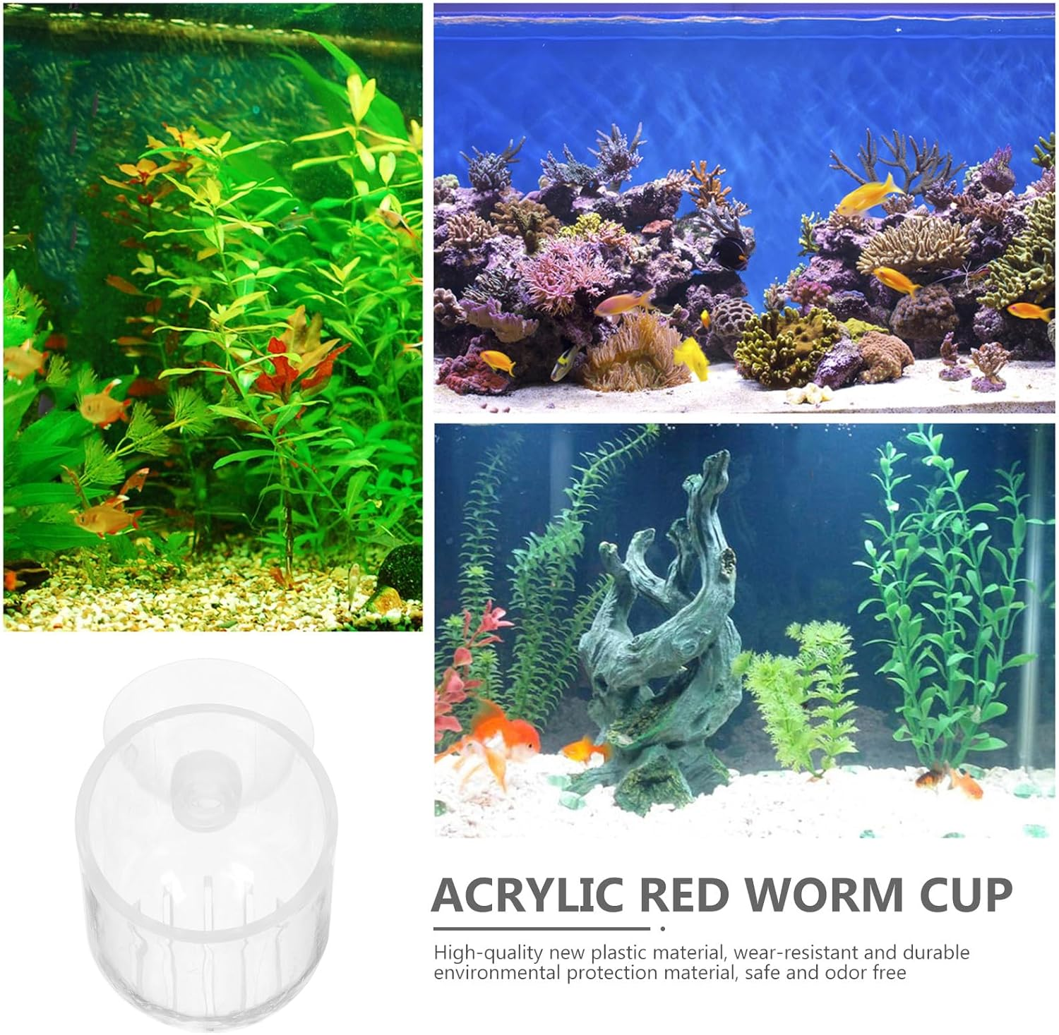 MINAOLULUS 4Pcs Acrylic Red Worm Fish Food Feeders for Aquarium, Fish Tank Feeding Supplies Cups for Aquatic Plants and Pets image number 2