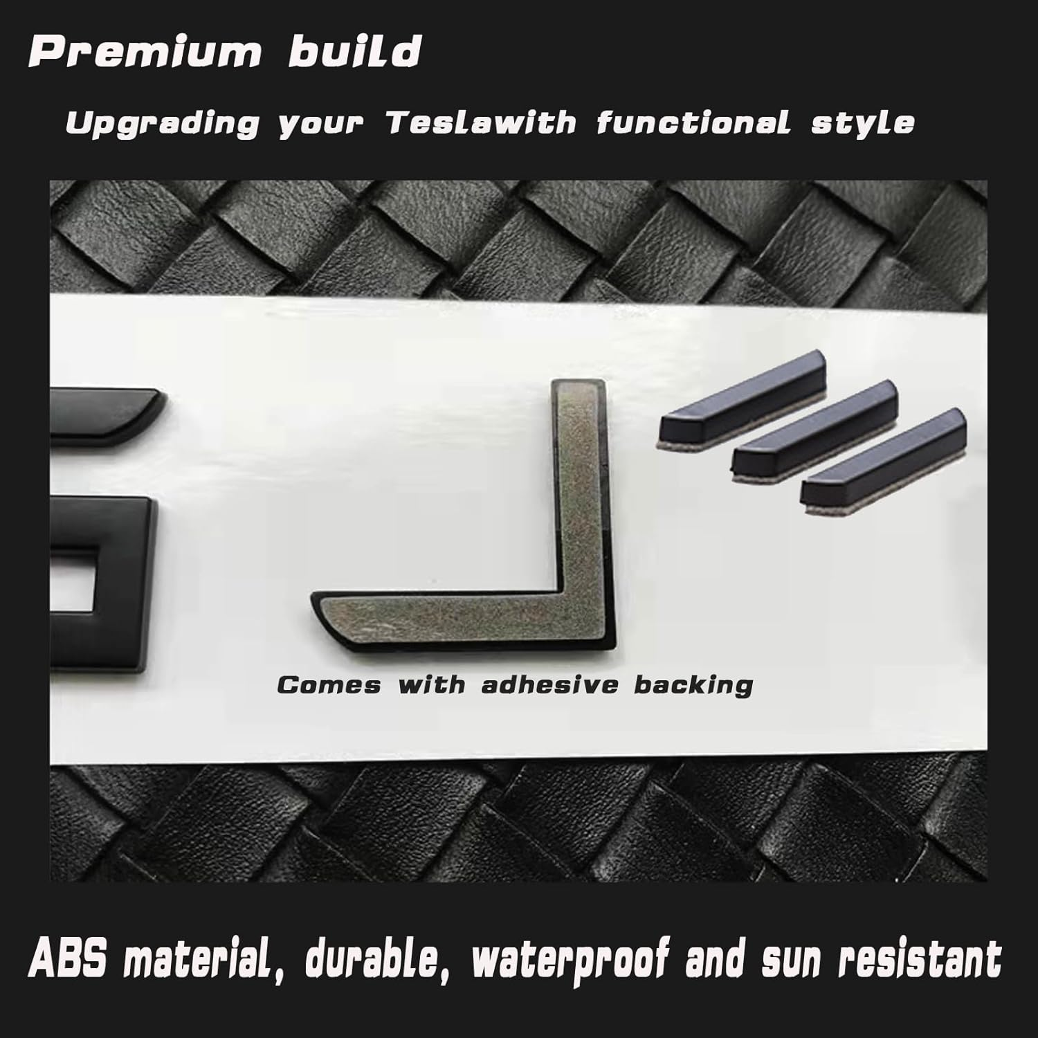 YHCDSEA 3D Raised for Tesla Tailgate Insert Letters Emblems ABS Material Compatible with Tesla Model 3 Y S X Series Accessories (Matt Black) image number 1