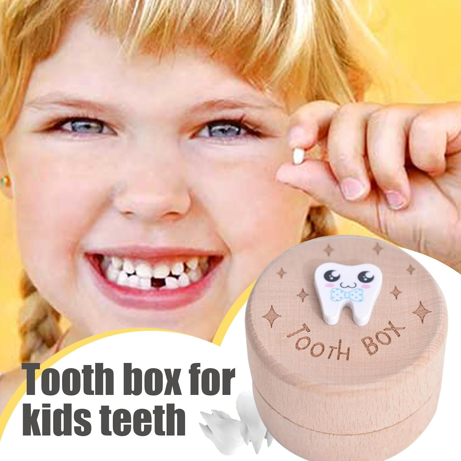 Tooth Fairy Box | Dropped Teeth Wooden Storage Box - Tooth Keep Chest, Tooth Holder Storage Box for Kids Teeth First Tooth Keeper, Tooth Fairy Treasure Container and Keepsake Box for Girls Boys image number 5