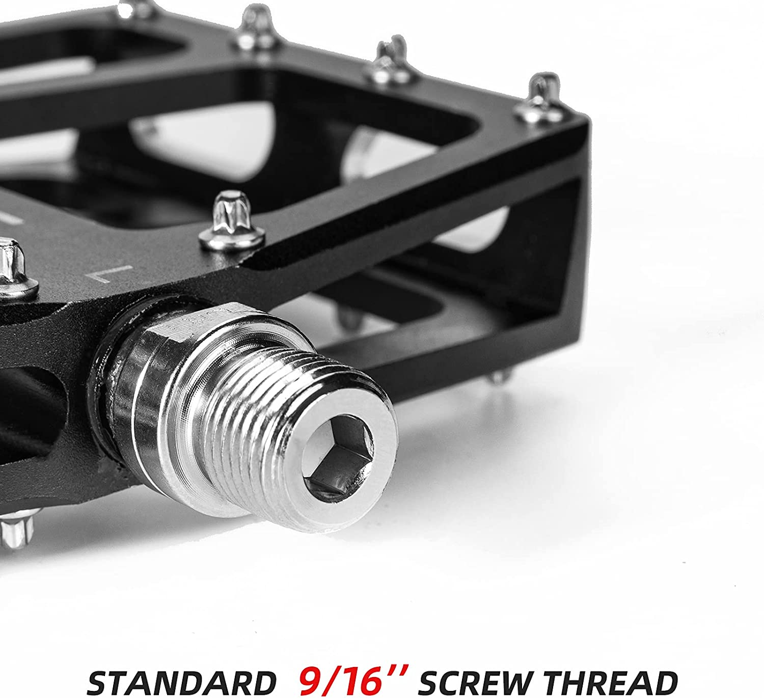 ROCKBROS Mountain Bike Pedals MTB Pedal Aluminum Bicycle Wide Platform Flat Pedals 9/16" Cycling Sealed Bearing Pedals for Road Mountain BMX MTB Bike image number 5