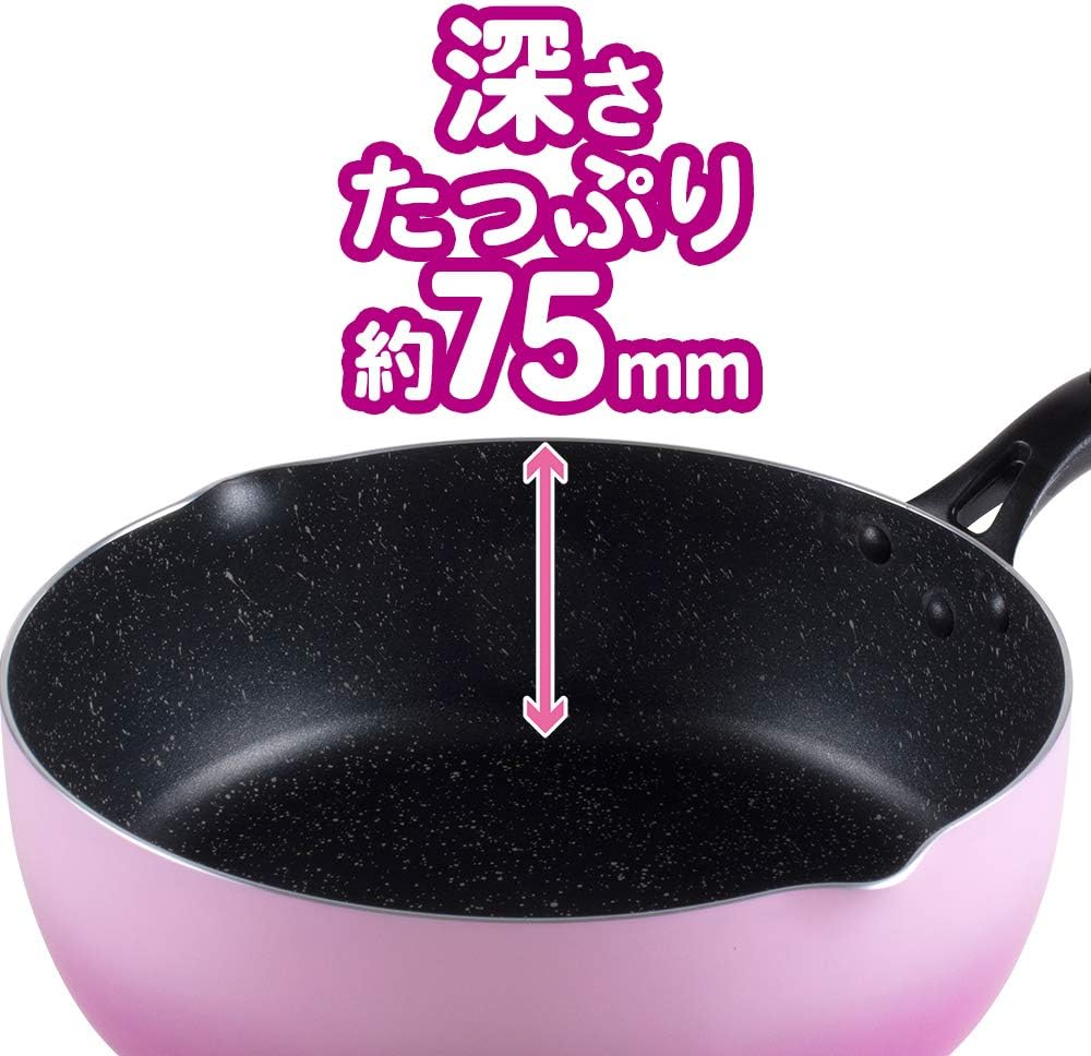Wahei Freiz RA-9721 Deep Frying Pan, 9.4 Inches (24 Cm), for Gas Fire, PFOA Free, Fluorine Resin Processing, Pink image number 4