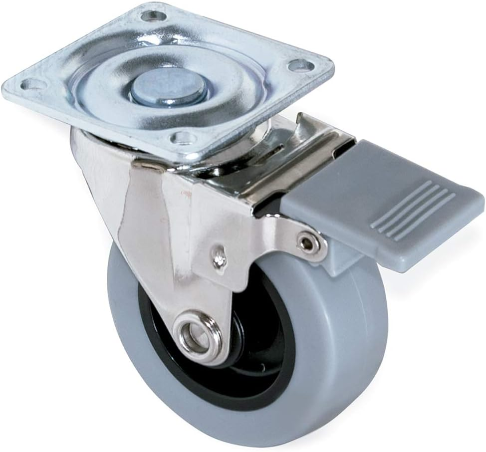 Emuca - Pack of 4 Grey Swivel Castors for Furniture (2 with Brake and 2 without Brake) 50Mm(1,96 Inch) Diameter with M8X15 Bolt and Ball Bearings image number 6