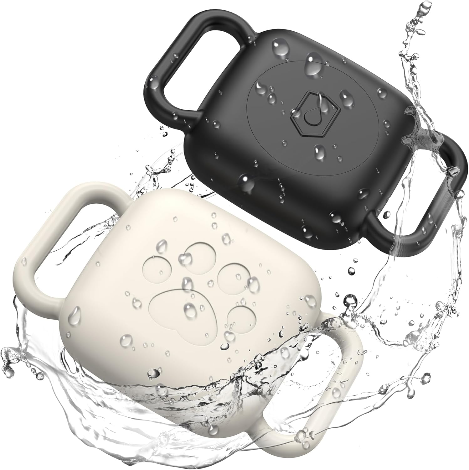 Skyarmor Dog Collar Holder for Tile Mate 2024, 2 Pack Waterproof Silicone Cover, Scratch Resistant Dustproof, Black/Off-White