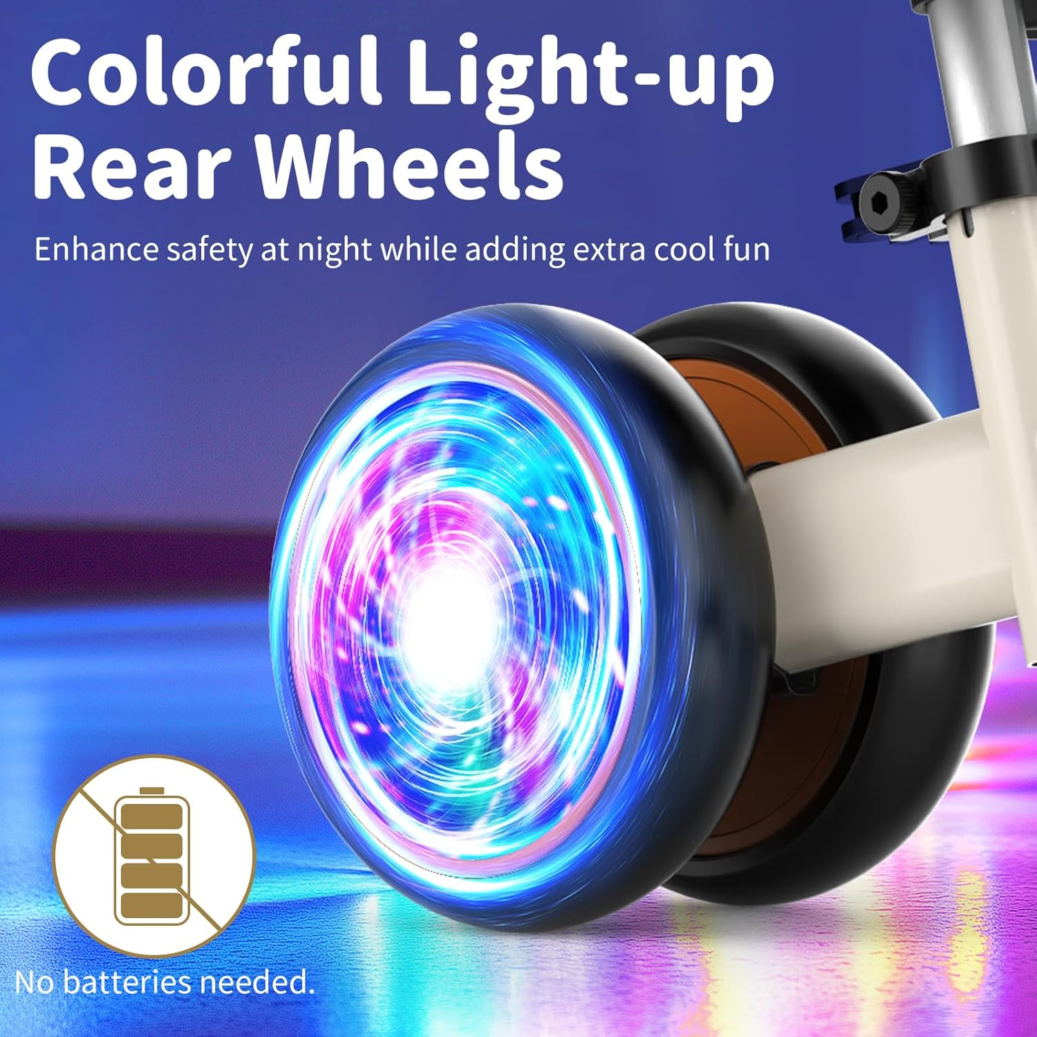 BELEEV B3 Colorful Lighting Balance Bike for 1-3 Year Old Boy Girl, Light-Up Wheels, Adjustable Seat & Handlebar, 135&deg; Safe Limited Steer, Soft Seat, Toddler Baby Bike First Birthday Gift 10-36 Month image number 3