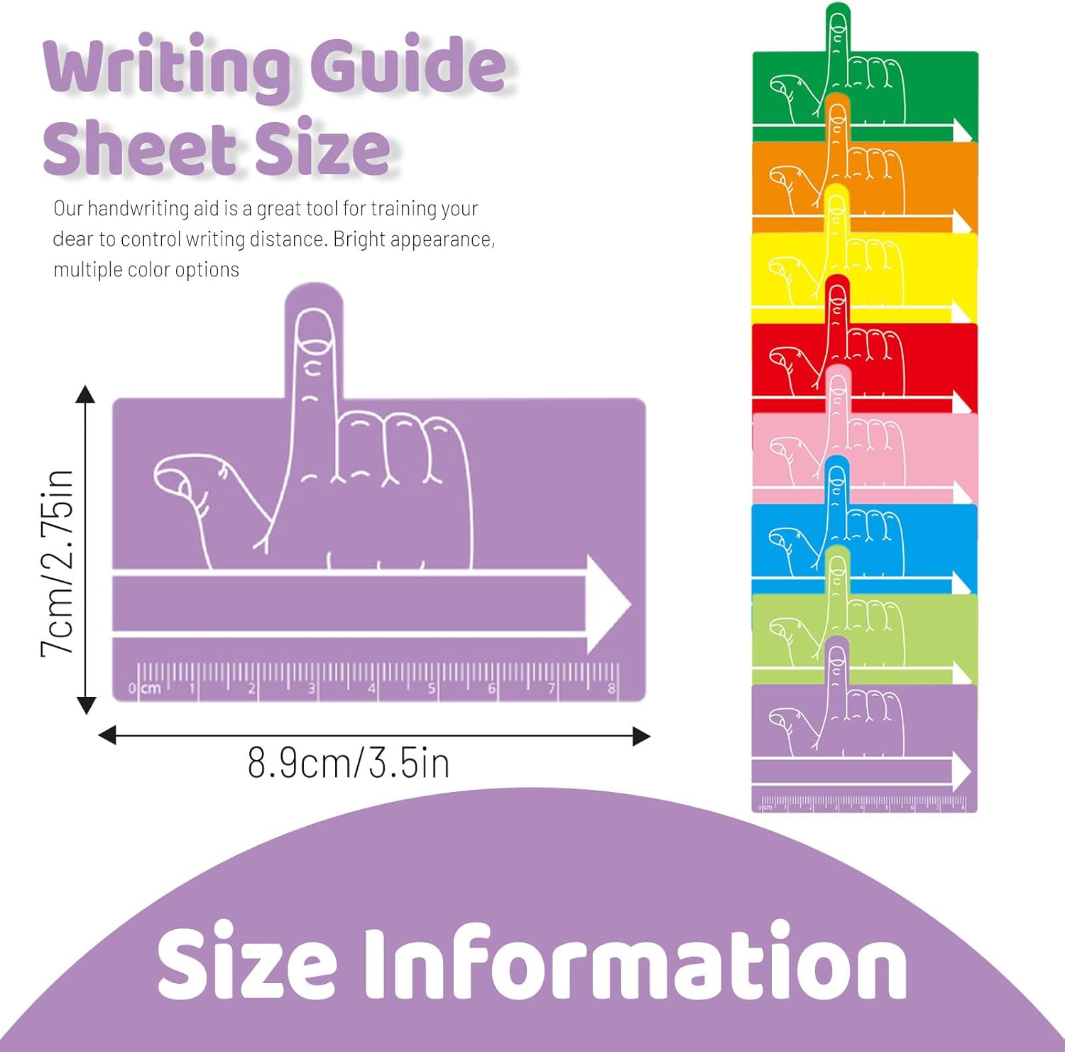 Bagentry 8 Pcs Finger Spacers for Writing with Guided Reading Strips, One Finger Spacer Handwriting Tool, Word Spacing Tool Dyslexia Aid Bookmark for Home Classroom School Supplies (8 Colors) image number 1