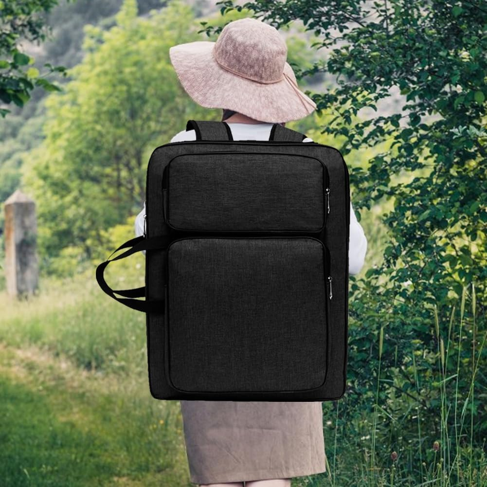 SIQITECHUK A3 Artist Portfolio Case Portable Drawing Board Bag Waterproof Art Backpack Painting Sketch Storage Organizer Large Art Carry Tote Bag with Shoulder Strap for Artist Student Adult Children - Grey image number 5