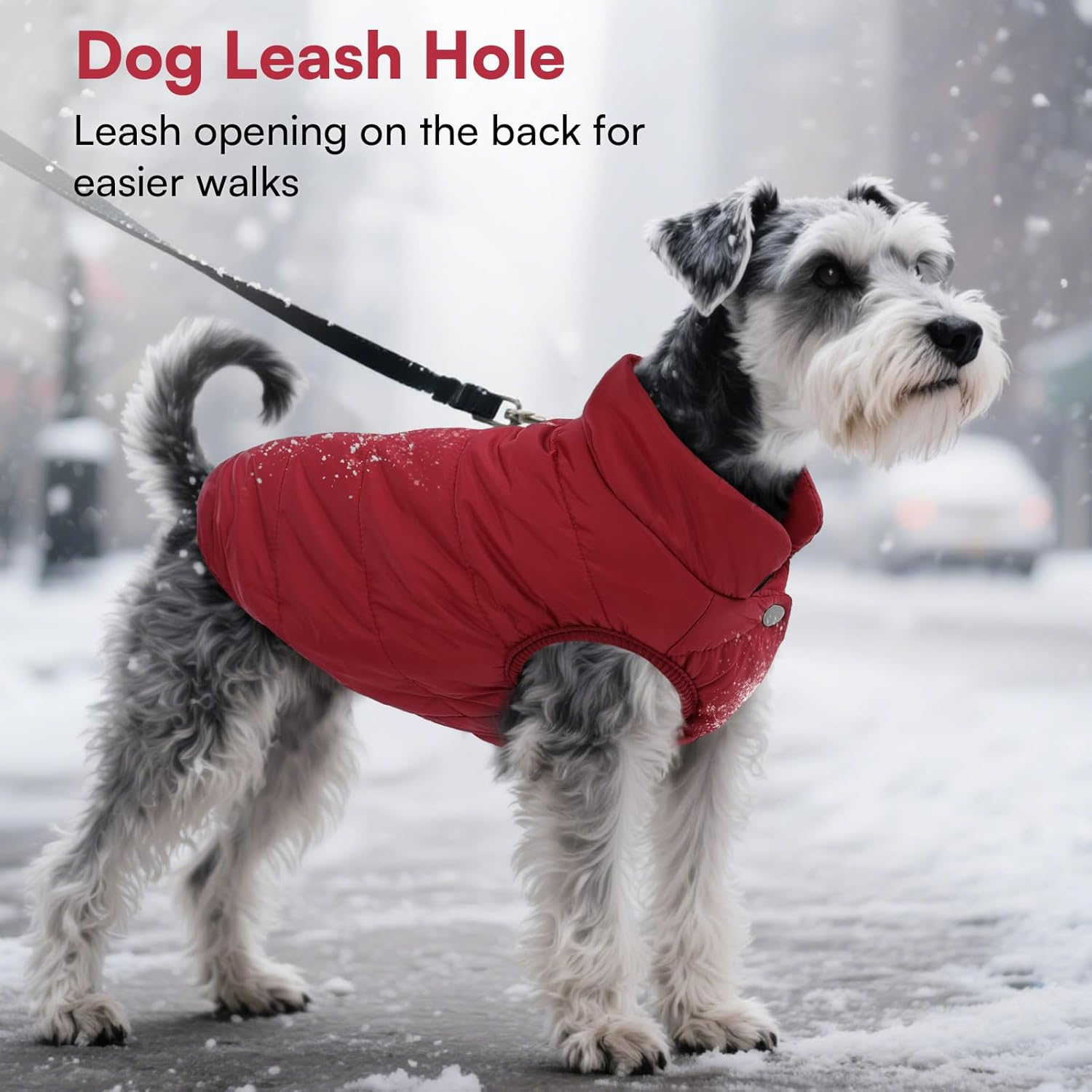 ASENKU Windproof Dog Winter Coat Waterproof Dog Jacket Warm Dog Vest Cold Weather Pet Apparel with 2 Layers Fleece Lined for Small Medium Large Dogs image number 4