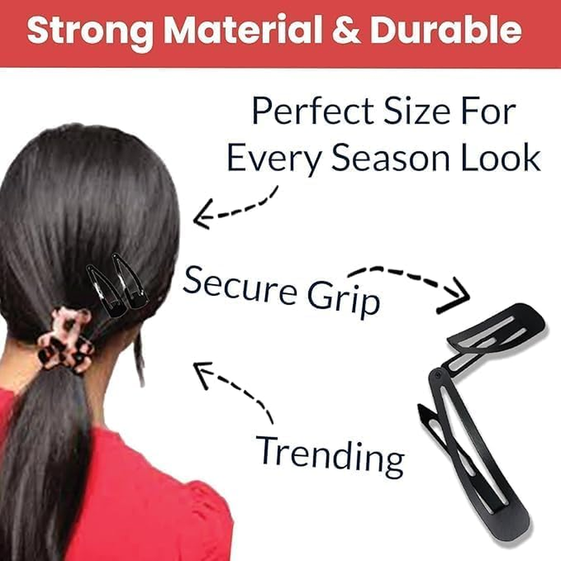 NTY Collections 100 Large Metal Tic Tac Snap Hair Clips for Women (Black) &ndash; Strong Grip Non-Slip Barrettes, Heavy-Duty Metal Hair Accessories for Thick & Thin Hair, Daily Styling Hair Clips &ndash;( 100 Pieces, 3.1 Inch ) image number 4