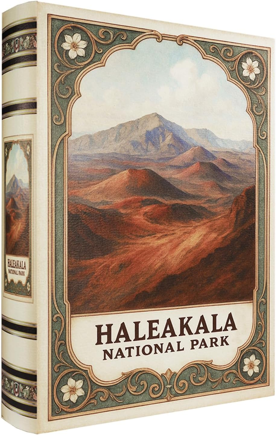 Decorative Wooden Book Box - Vintage Faux Book Boxes with National Park Design, Secret Storage with Magnetic Closure, Leather Cover, Perfect for Home Office Bookshelf (1 X Haleakala) image number 3