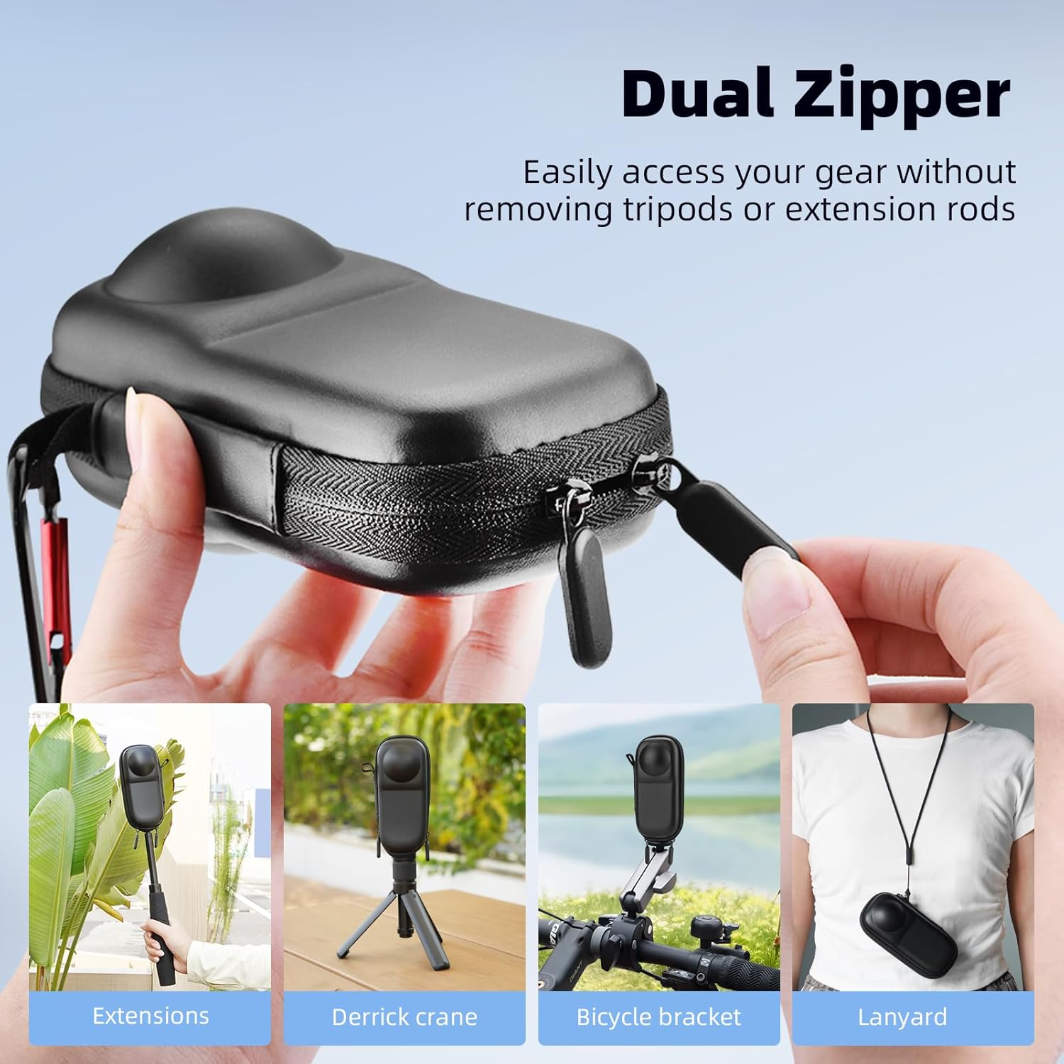 BRDRC Carrying Case for Insta 360 X4 X5 (For Original Lens Cap), Portable Small Storage Bag Protective Cover Hard Shell Travel Protector with Wrist Strap Carabiner for Insta360 X4 X5 Accessories image number 6