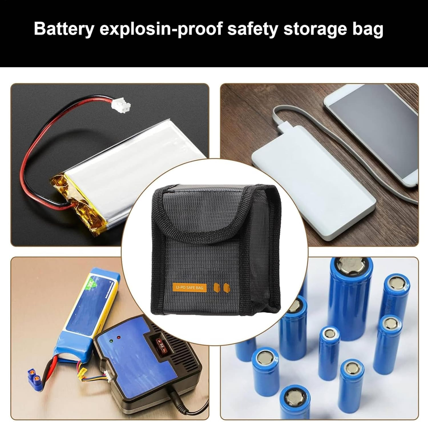 Lithium Battery Storage - Protective Holder, Battery Protection - Drone Accessories | High Temperature Fireproof Storage Case, Safety Battery Box, Compact Lithium Protection Case, Resistant - M image number 4