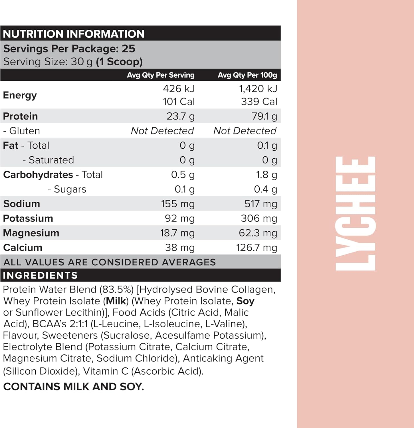Muscle Nation Lychee Protein Water 750G