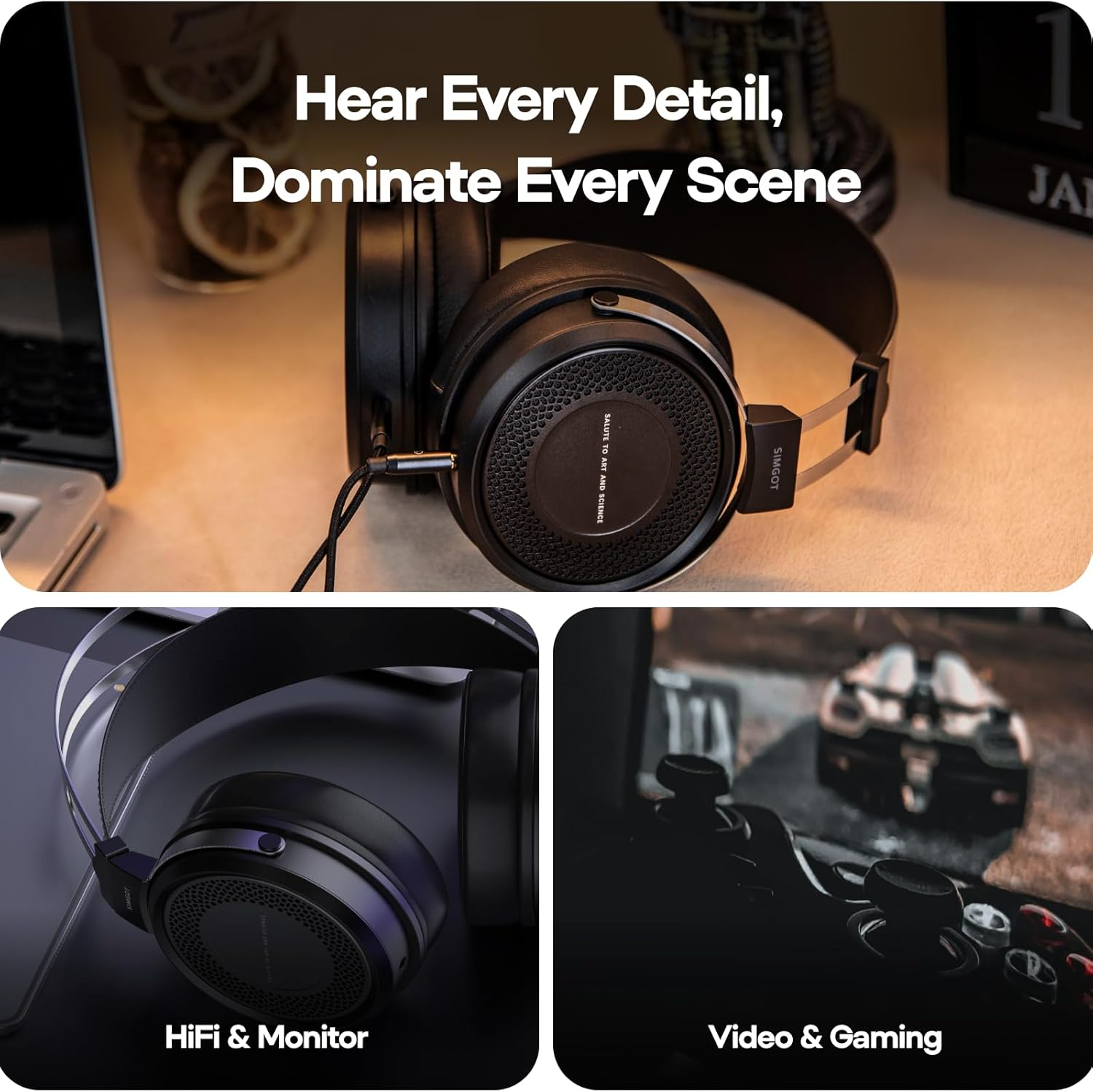 Linsoul SIMGOT EP5 Over-Ear Headphones, 50Mm Ultra-Magnetic Drivers, Innovative Closed-Back Hifi Monitor, Dual 3.5Mm TRS Detachable Cable, Lightweight Gaming Wired Headset for Pc/Mobile image number 1