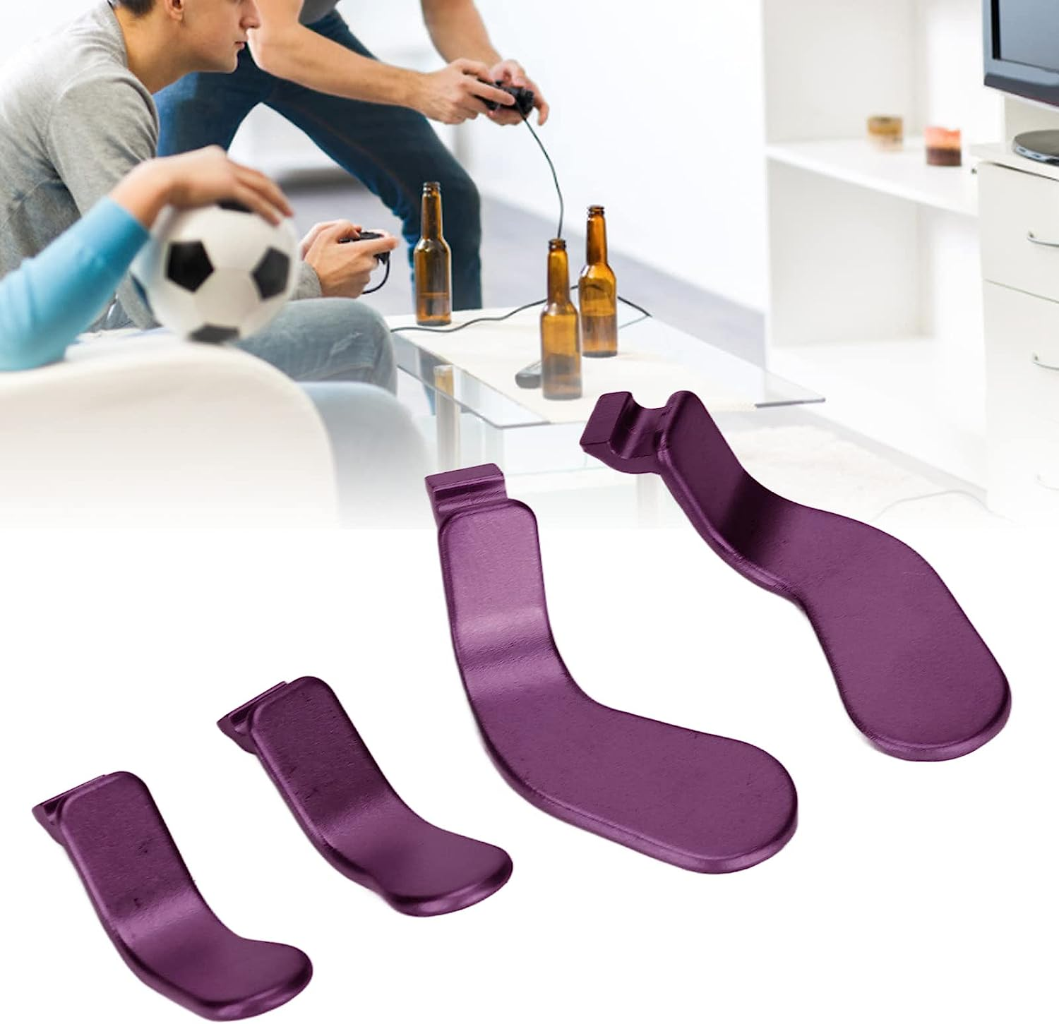 For Elite Controller Paddles, Metal Stainless Steel Replacement Parts Interchangeable Paddles for One Controller Series 2 Model 1797 (4 Pcs) (Purple) - Black image number 3