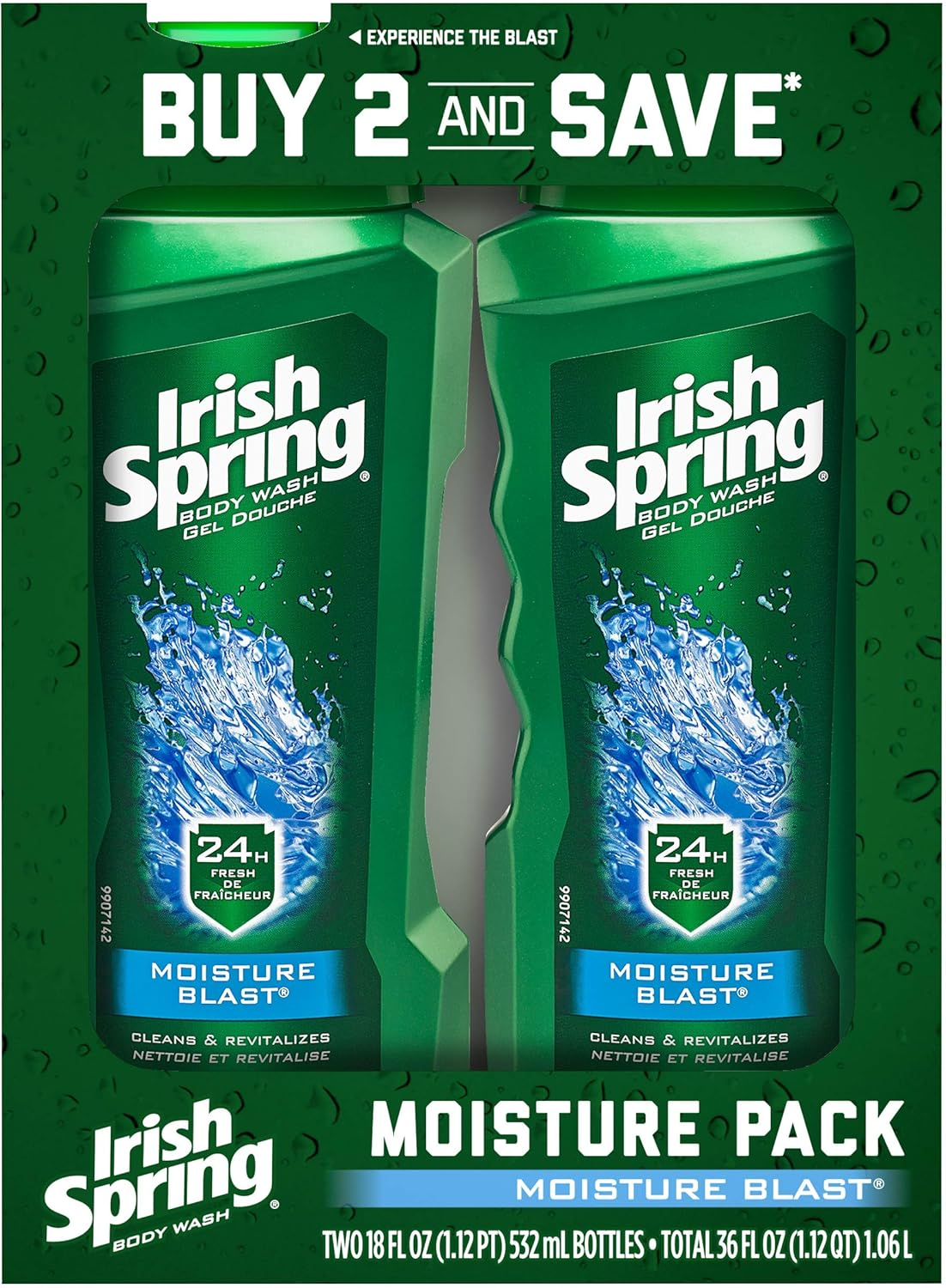 Irish Spring Moisturizing Men'S Body Wash Shower Gel, Moisture Blast - 18 Fluid Ounce (2 Pack)