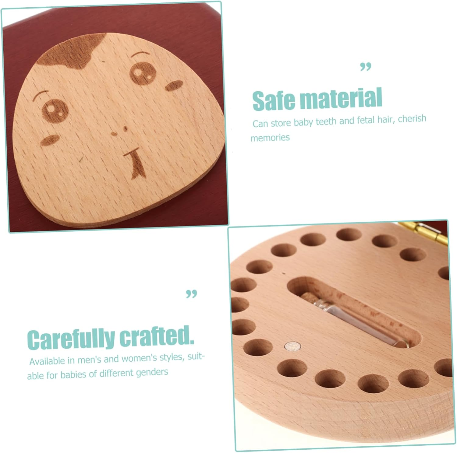 Yardwe Boys Girls Tooth Keepsake Box Wooden Tooth Collection Box Milestone Labels image number 4