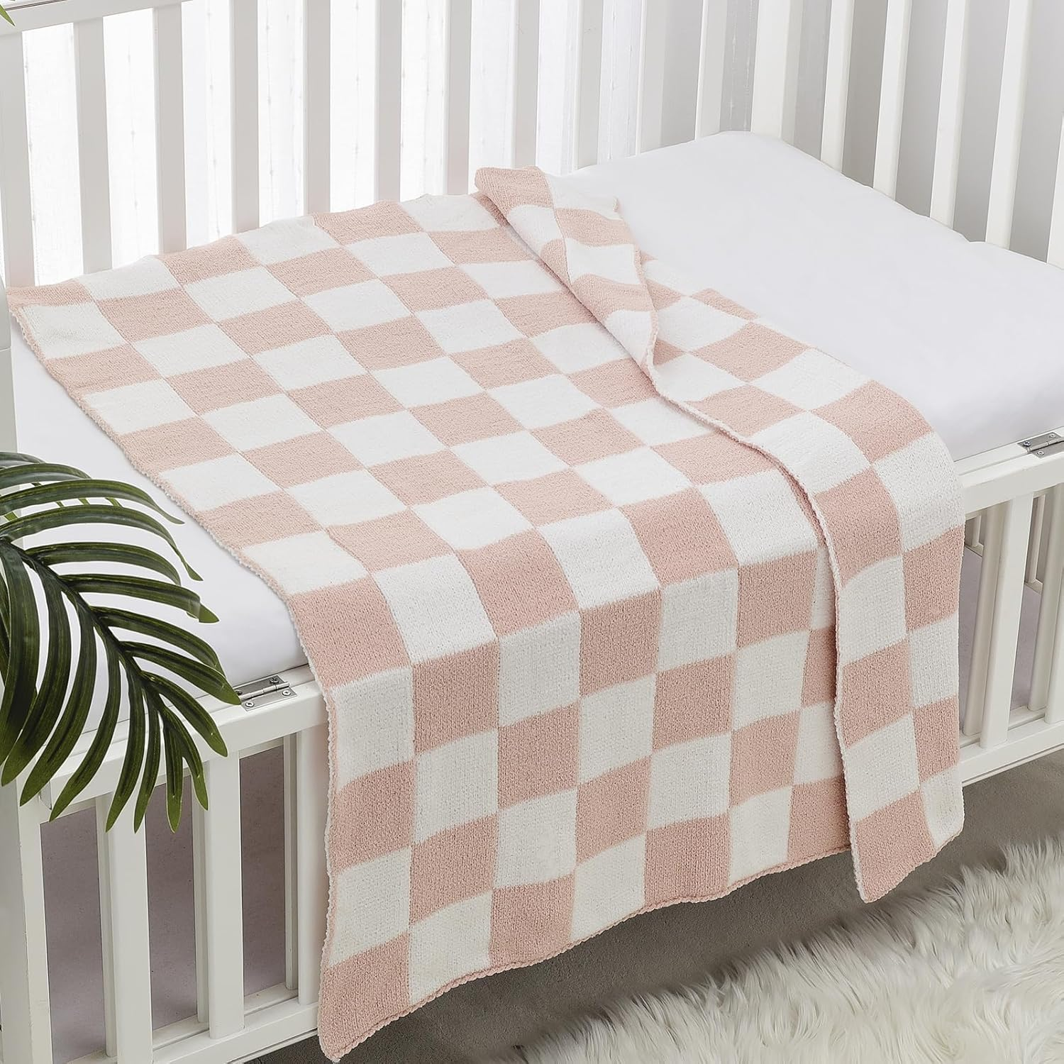 CREVENT Set for Girls -Diaper Caddy Organizer Basket with 2 Blankets, 1 Taggie, 1 Lovey, 3 Socks，1 Headband，1 Gift Bag with Ribbon - Newborn Essential Gift Set (Pink) image number 2