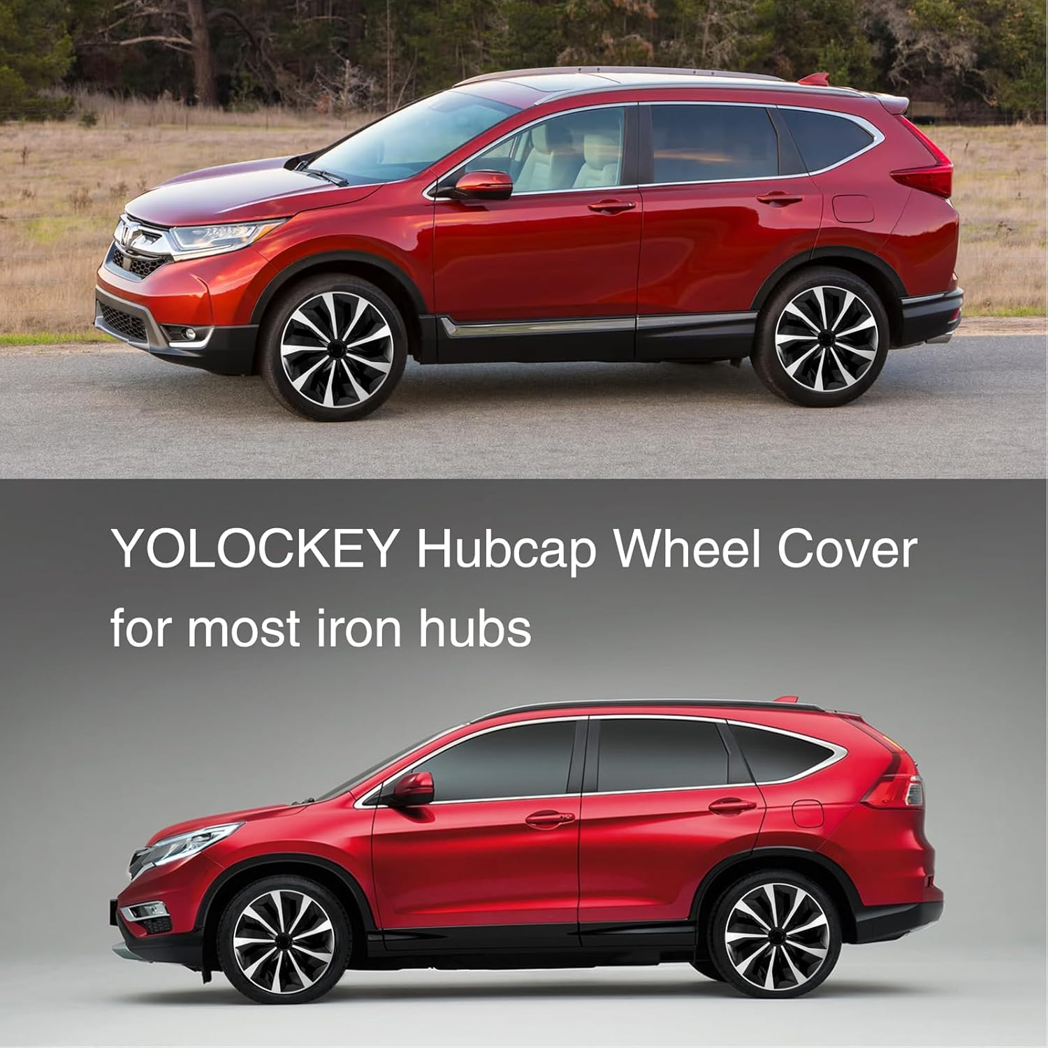 YOLOCKEY 4-Pack Silver Hubcap Wheel Cover Replacement 16Inch Hub Caps Universal Wheel Rim Cover ABS Material Exterior Accessories for Car Trunk SUV image number 5