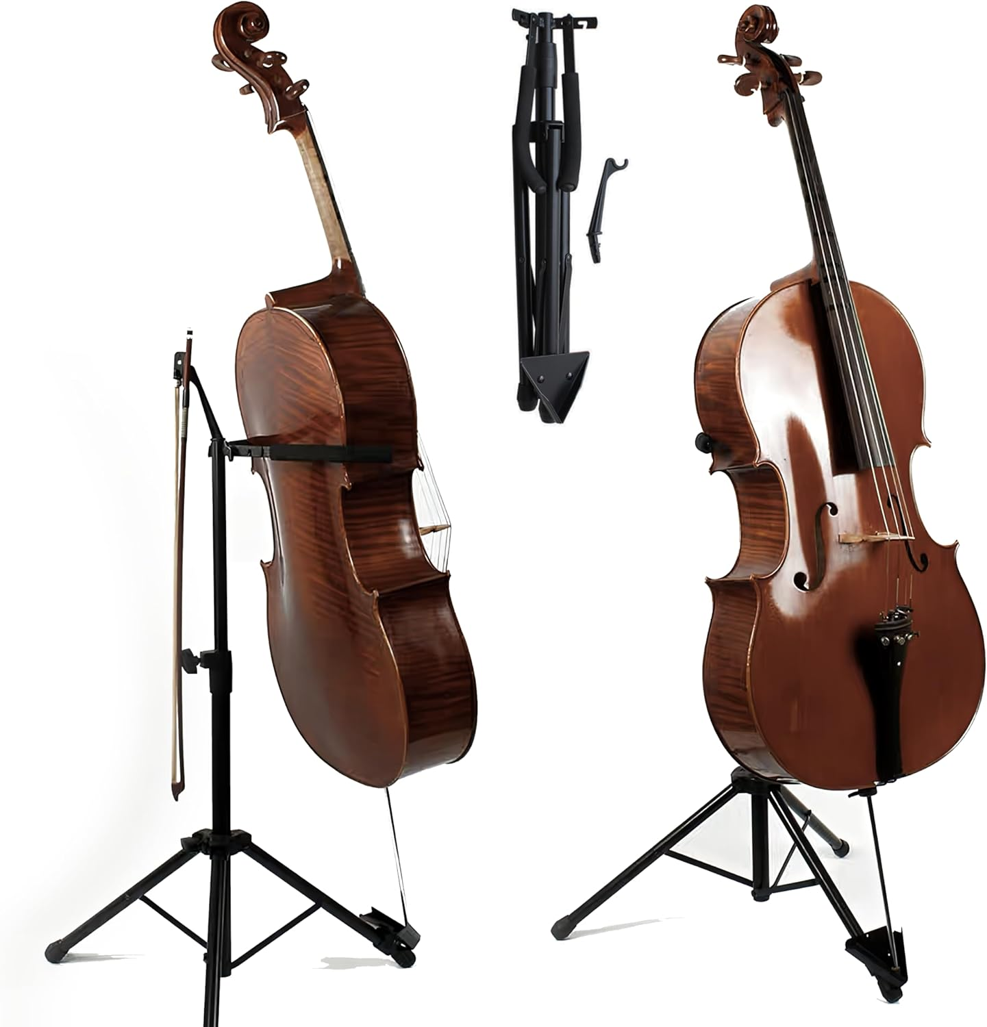 WHELPAW Adjustable Cello Stand with Bow Holder - Secure & Sturdy Support for All Cello Sizes - Easy Fold Design - Premium Materials & Non-Slip Feet image number 1
