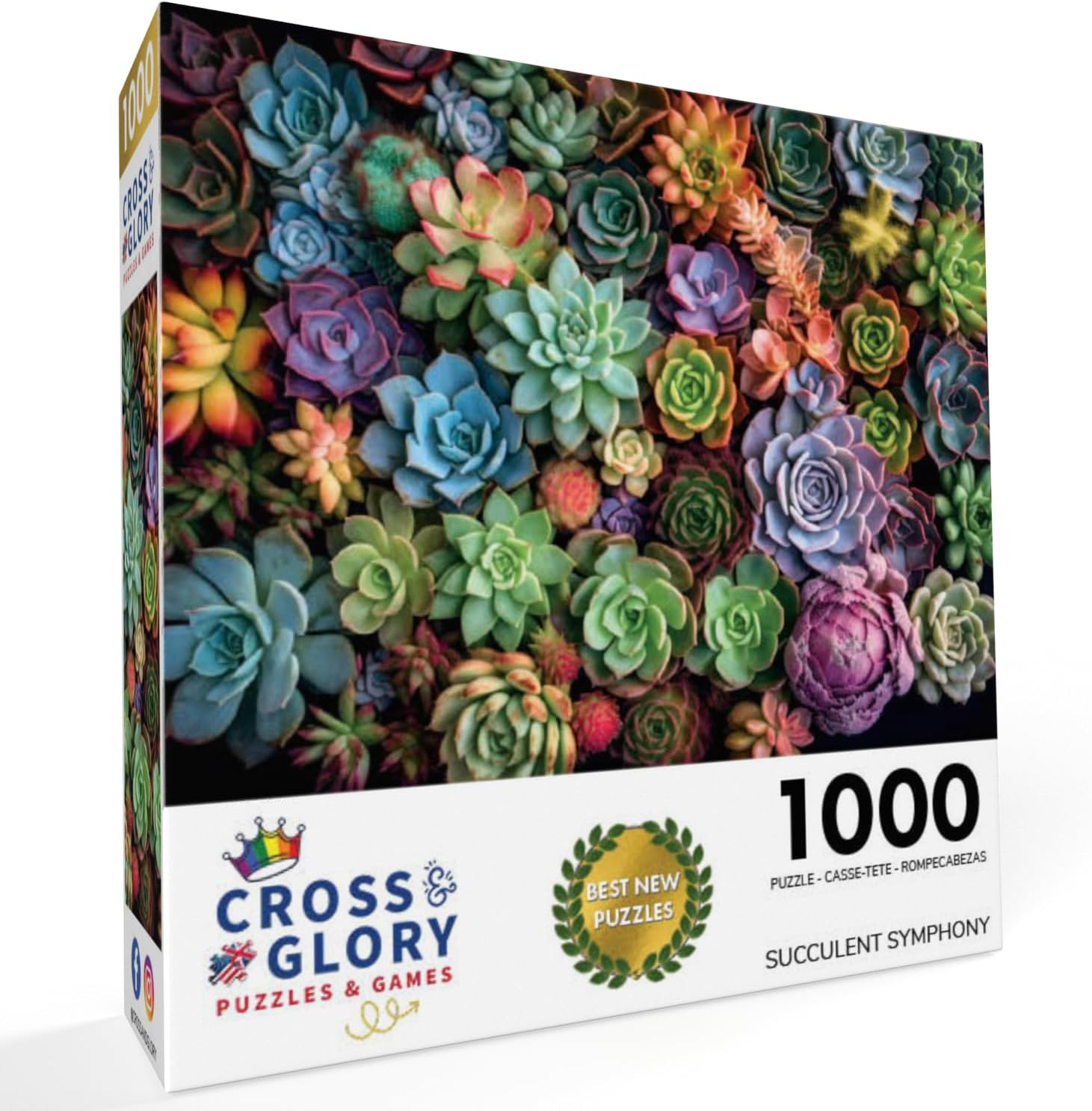 Cross & Glory &ndash; Succulent Symphony &ndash; 1000 Piece Jigsaw Puzzle for Adults | Premium Quality | Colourful Artwork Puzzle | 1000 Piece Succulent Puzzle - Garden Of Colors image number 6
