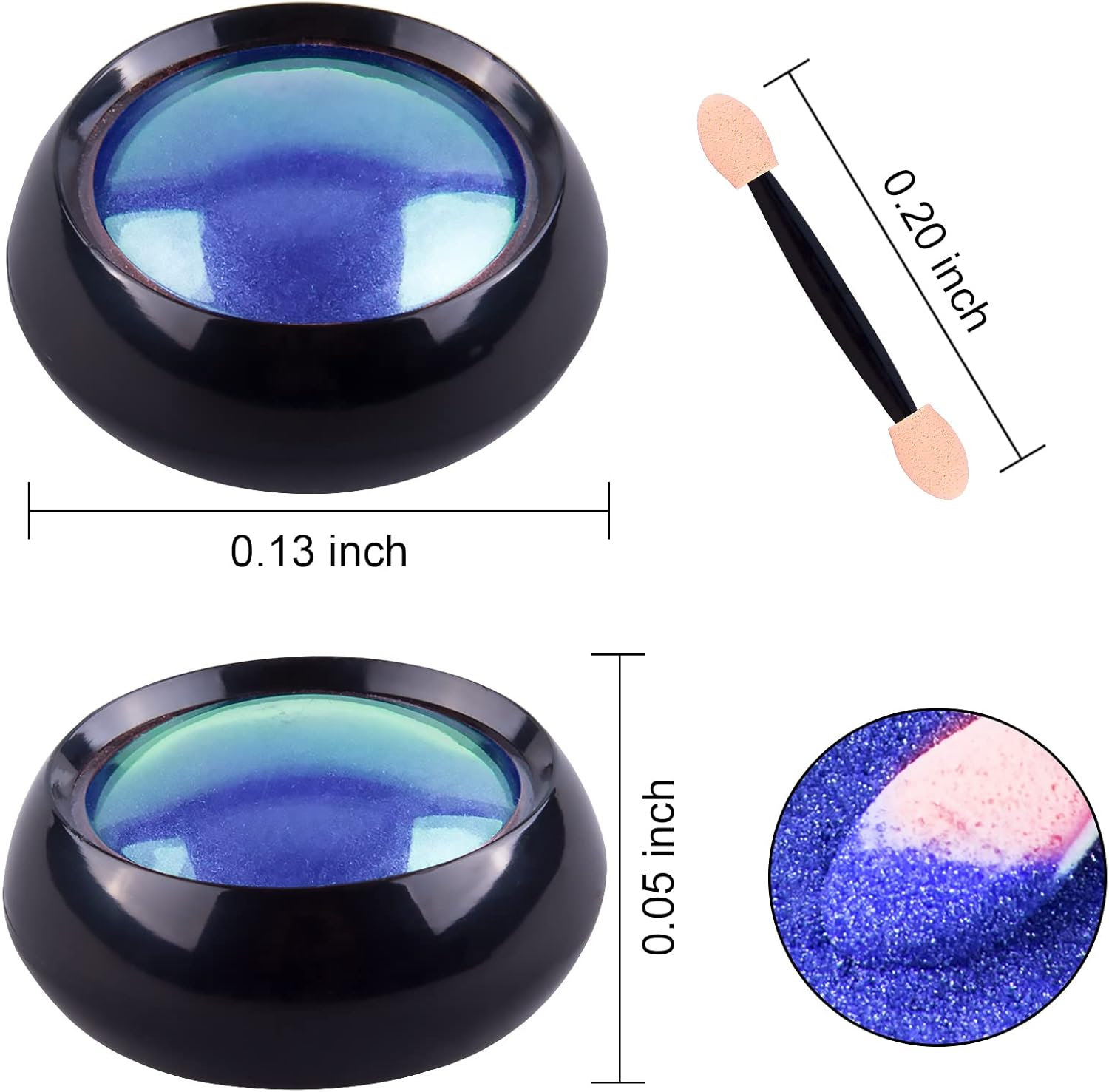 Duufin 22 Colours Nails Chrome Powder Set Chrome Glitter Powder Holographic Nail Powder Chameleon Powder Aurora Chrome Nail Powder Shiny Candy Powder with 22 Pieces Eyeshadow Pens for Nail Art image number 1