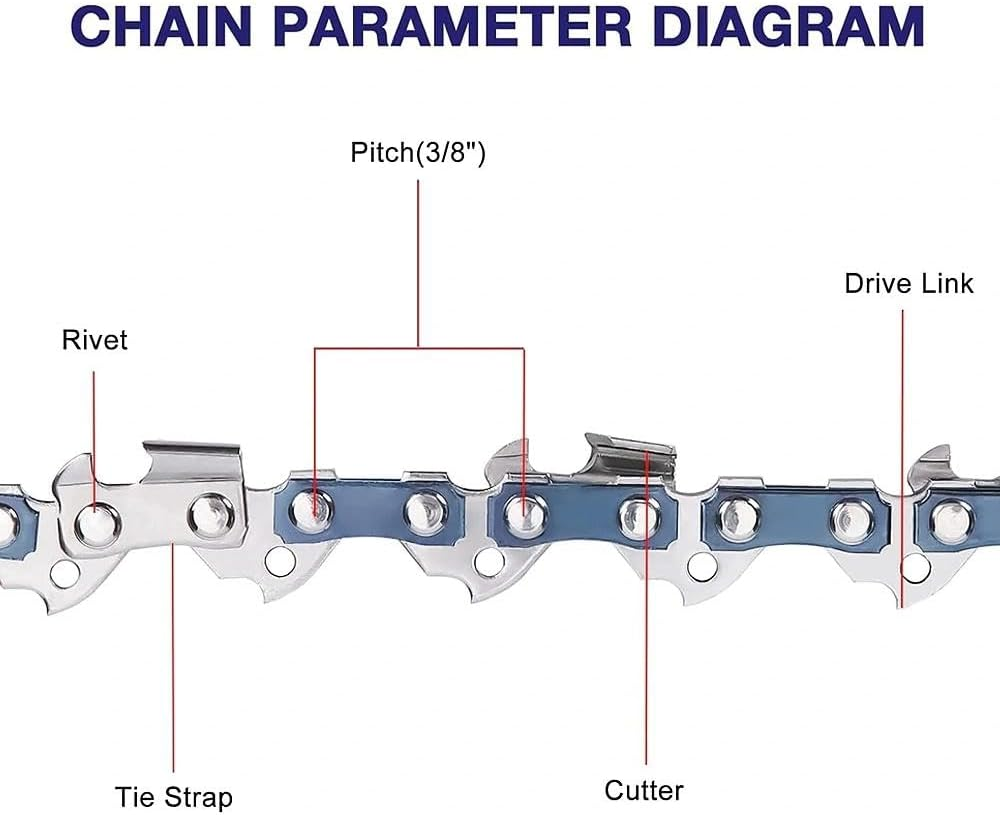 4 Pack 12 Inch Chainsaw Chain, 3/8 LP Pitch .043 Gauge 45 Drive Link Replacement, Durable Low-Vibration Saw Chain Compatible for Most 30.5 Cm Chainsaws, Hardened Steel Construction-Damaill image number 1