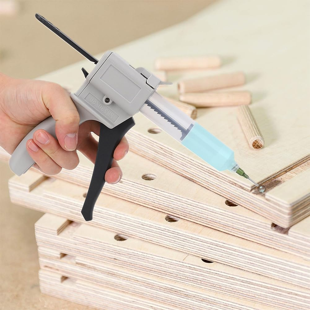 Lwuey Epoxy Glue Gun, 30Ml Dispenser Gun Manual Impression Mixing Dispensing Adhesive Single Liquid Tube Handle Tool for Pressing Squeezing DIY Crafts Quick Repairs Extruder Home School Project image number 4