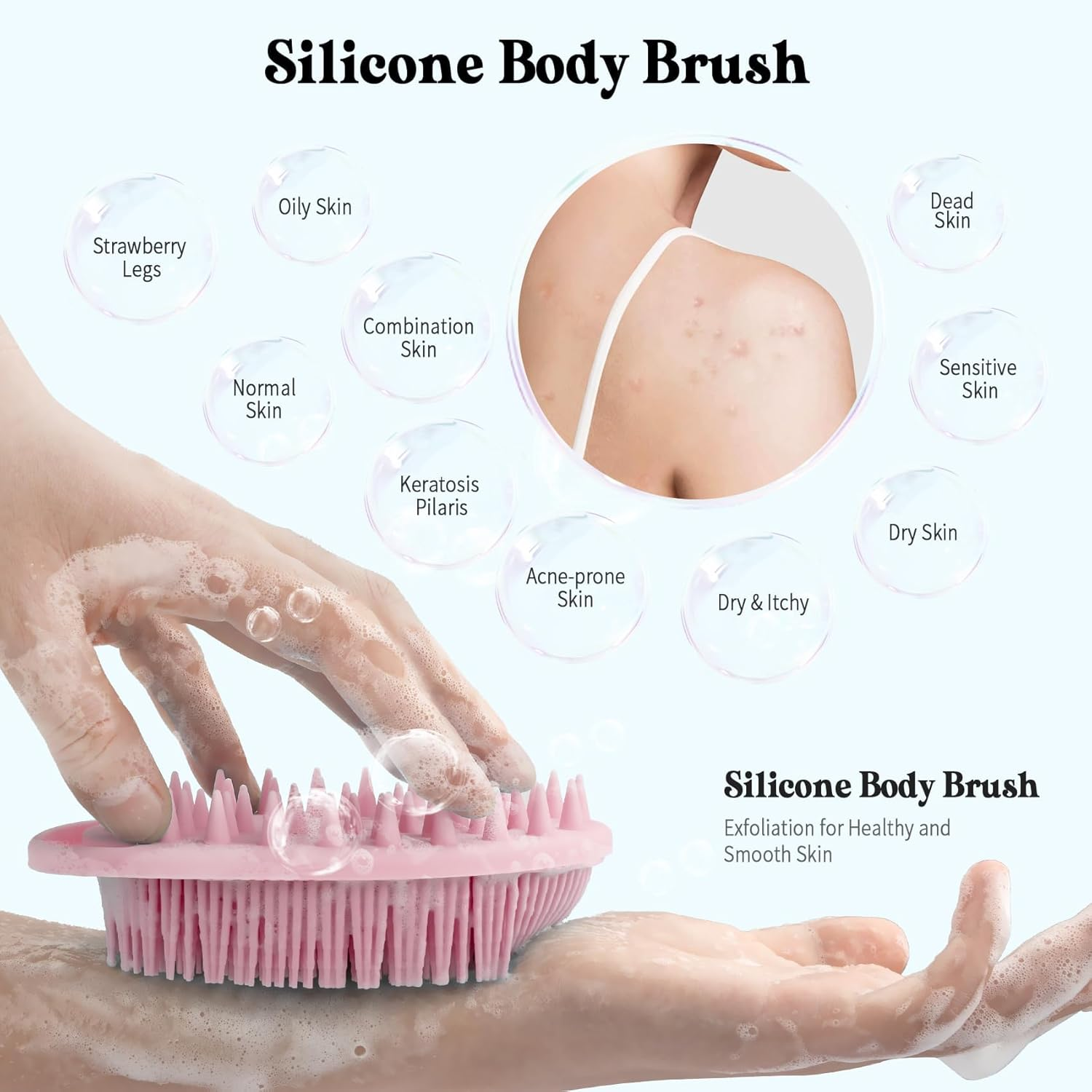 Silicone Body Scrubber Silicone Loofah Silicone Shower Scrubber Silicone Loofah Silicone Body Scrubber Silicone Face Scrubber Exfoliating Body Scrubber Shower Scrubber Body Silicone Loofah Men image number 6