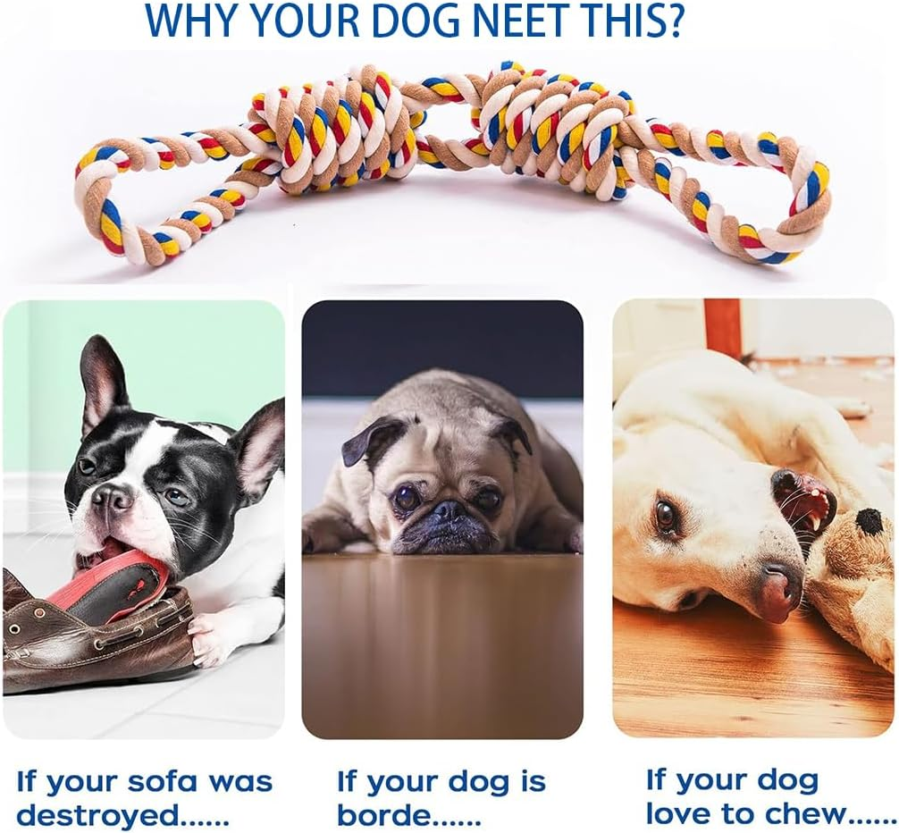 Dog Toys,Aggressive Chew Rope Toys for Medium Large Dogs, Tooth Cleaning Chew Toys,Tug of War Dog Toys image number 6