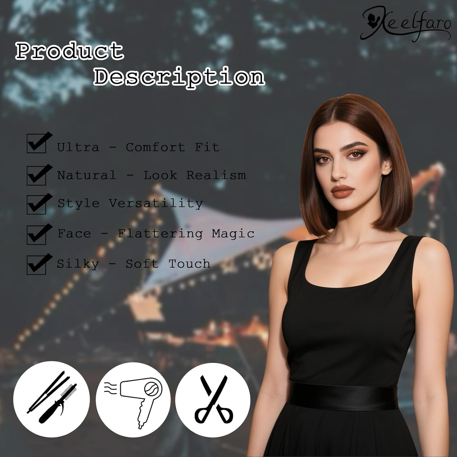 Xeelfaro Dark Brown Natural Straight Bob Wig for Women Full Head with Asymmetric Layered Cut & Free-Parting, Smooth 12Inch Wig for Decision-Making Scenarios Modern Styling (Dark Brown, 12Inch) image number 4