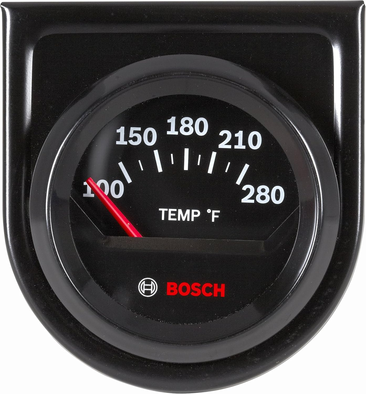 Actron Bosch SP0F000049 Style Line 2" Electrical Water/Oil Temperature Gauge (Black Dial Face, Black Bezel)