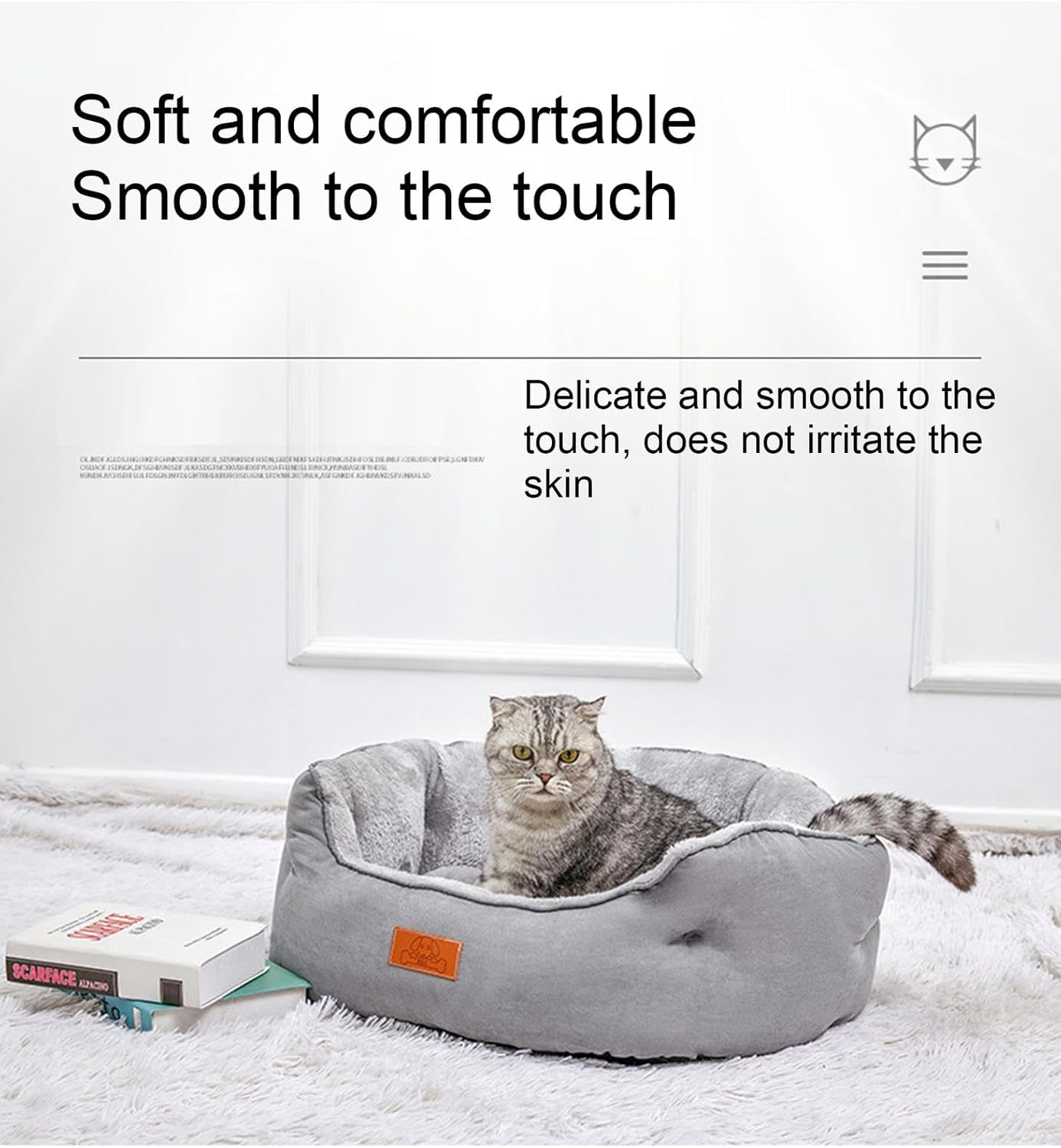 Cat Bed for Indoor Cats,Medium Large Cats Cave Bed,Machine Washable Slip Resistant Bottom,Ultra Soft Plush Cushion,C-53 * 63 * 20Cm image number 4