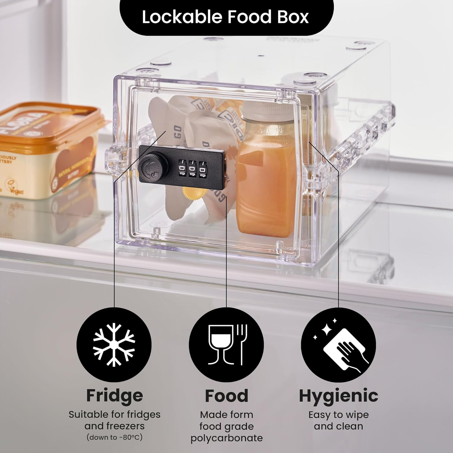 Lockabox Mini&trade; | Small Lockable Box with Combination Lock (A5-Sized) | Mini Storage Lock Box for Small Medicines, Snacks & Mobile Phones | External Size 22.3 X 15.4 X 12 Cm (Crystal) image number 5