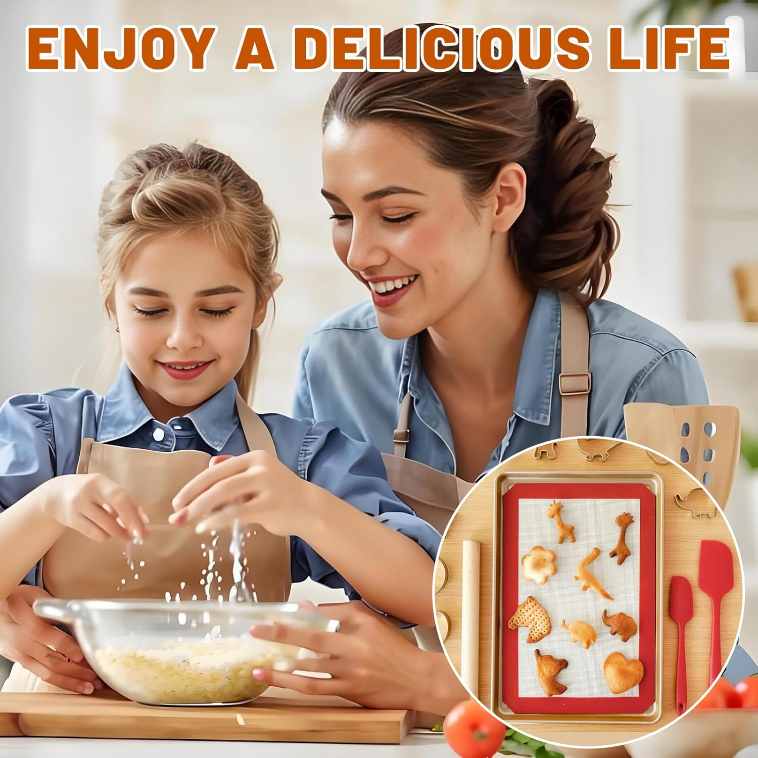 Cookie Cutters Set, 16-Piece Nonstick Baking Set, Complete Cake Baking Set with Baking Pan Baking Mat Rolling Pin Spatula Clamp (Animals) - Halloween image number 7