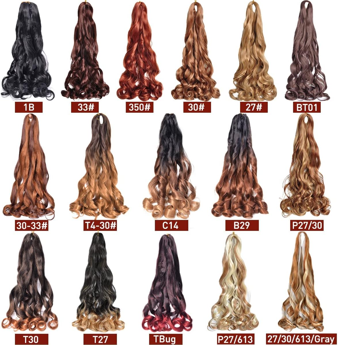 Herkeymidy French Curly Braiding Hair 24 Inch Loose Wavy 8 Pack Bouncy Braiding Hair Extensions 75G/Pack French Curly Synthetic Hair Extensions(P27/613)