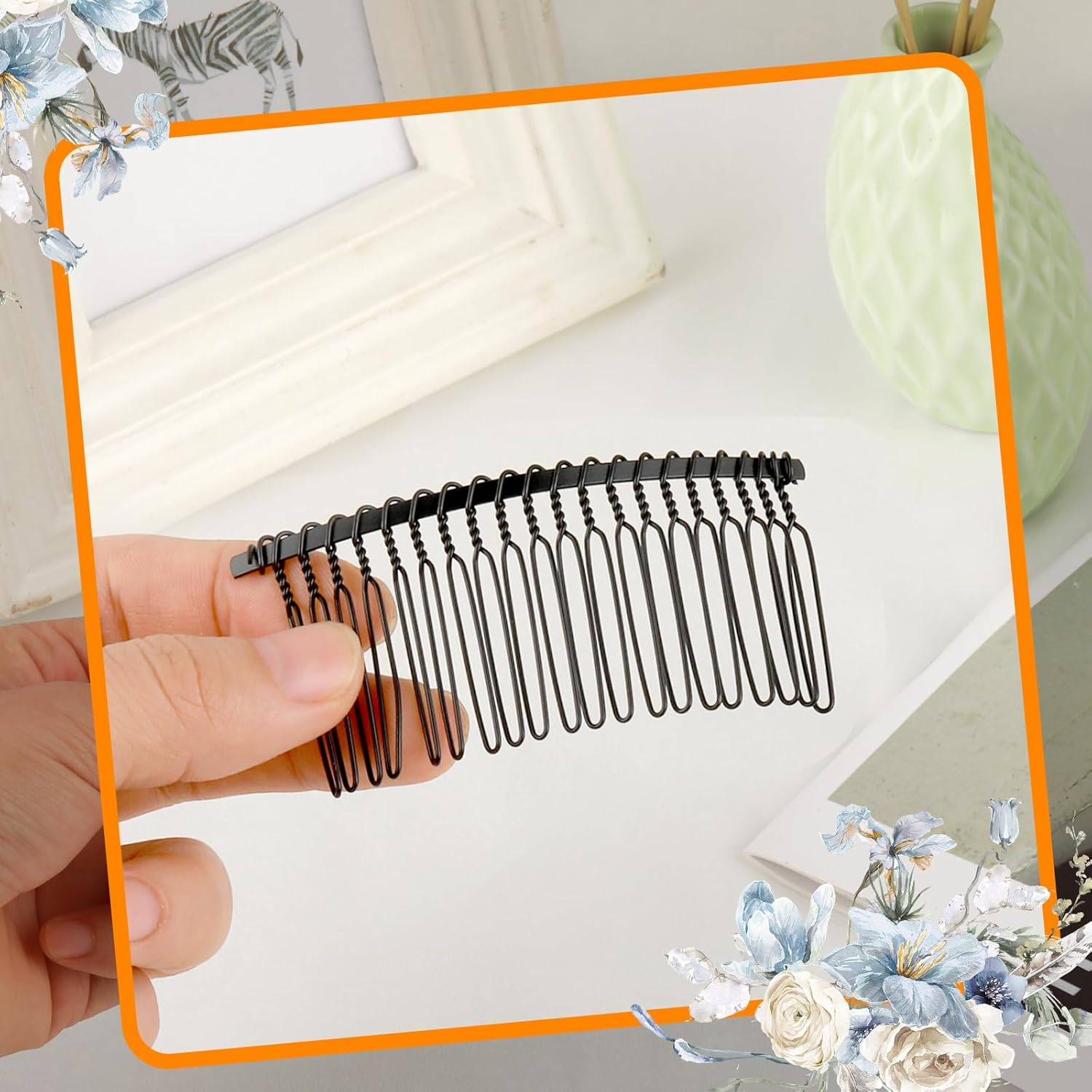 Teaaha 10-Piece Black Metal Wire Twist Hair Comb, 2.95 X 1.37 Inch, 20 Teeth, DIY Hair Accessories for Women and Girls (Teens to Adults), Perfect for Valentine'S Day, Wedding, and Party image number 3