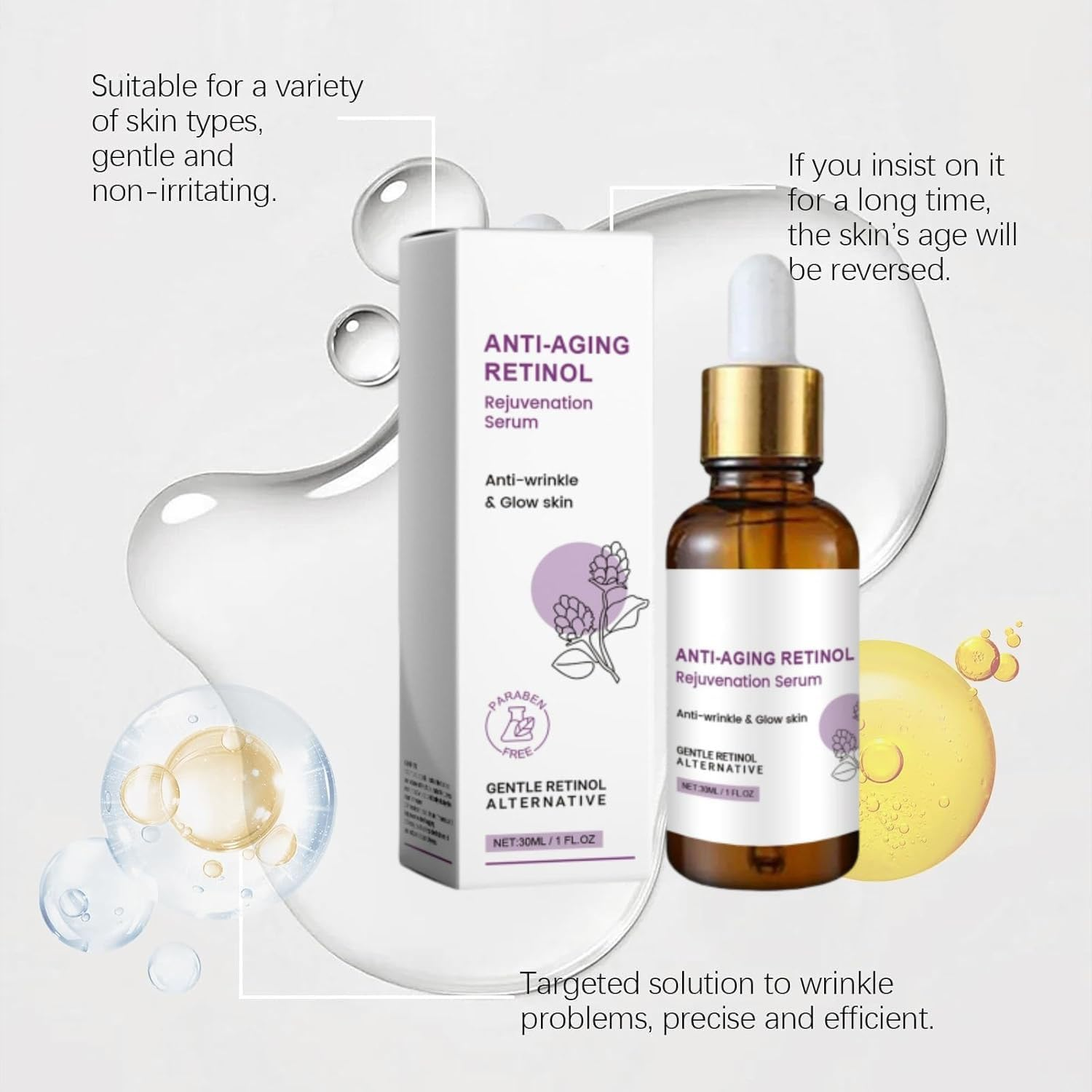 New Collagen Retinol Rejuvenation Serum, Bakuchiol Retinol Serum, Anti-Aging Retinol Rejuvenation Serum, Anti-Wrinkle & Glow Skin Essence(2Pcs) image number 6