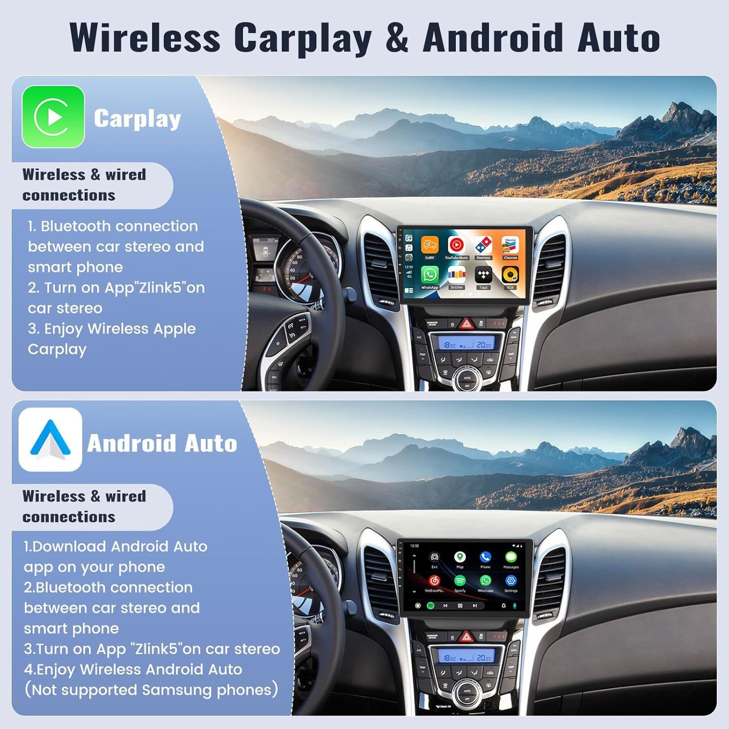 SIXWIN 2G+64G Android Car Stereo for Hyundai I30 2011-2015 9 Inch Touch Screen with Carplay Android Auto Mirror Link Bluetooth GPS Navigation Wifi FM SWC Backup Camera MIC image number 4