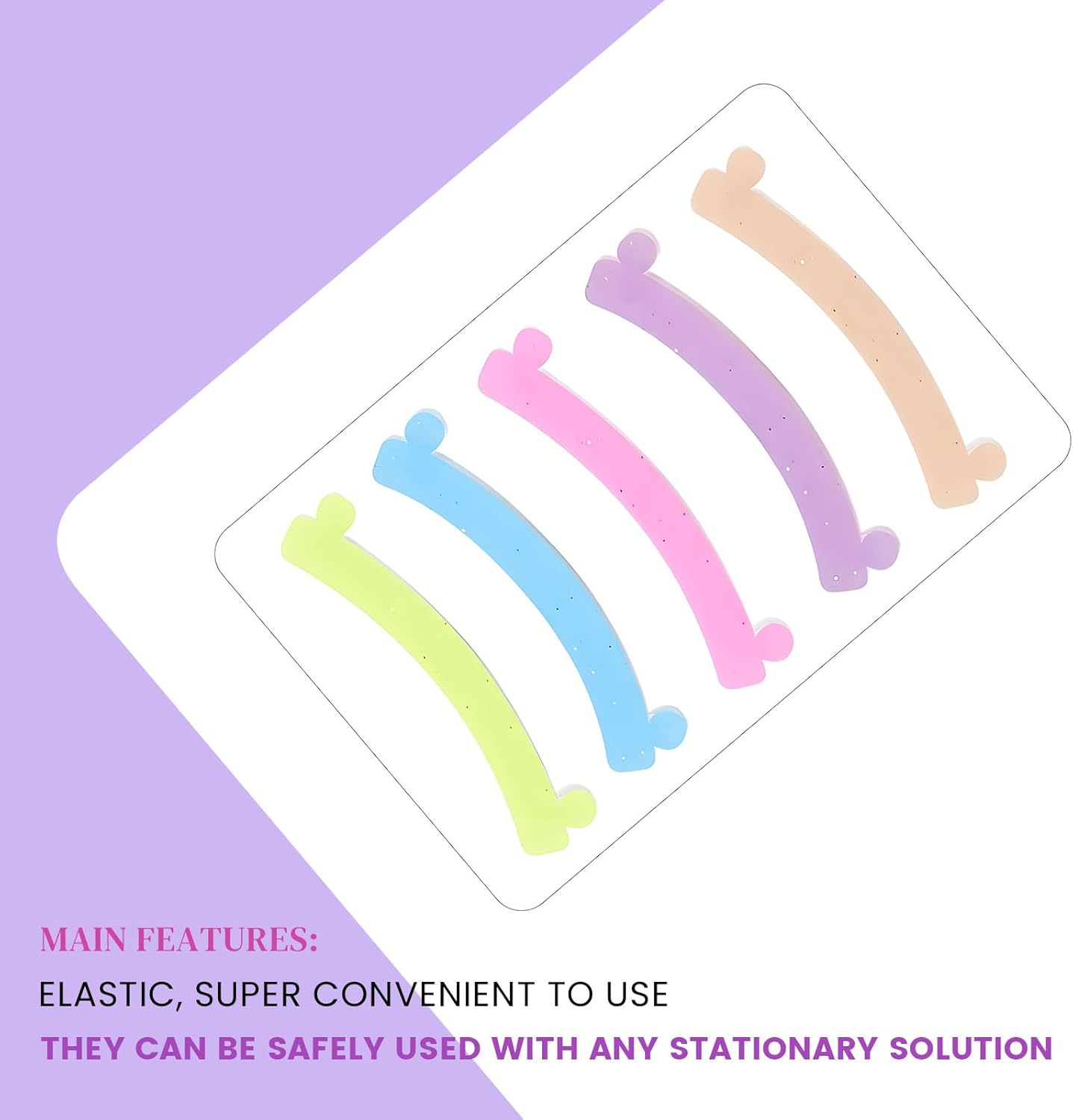 Libeauty Lash Lift Ribbon, 5 Pcs Silicone Eyelash Rods Ribbon Soft Colorful Lash Lift Tool Flexible Perm Roller Multi-Functional for Eyelash Lifting